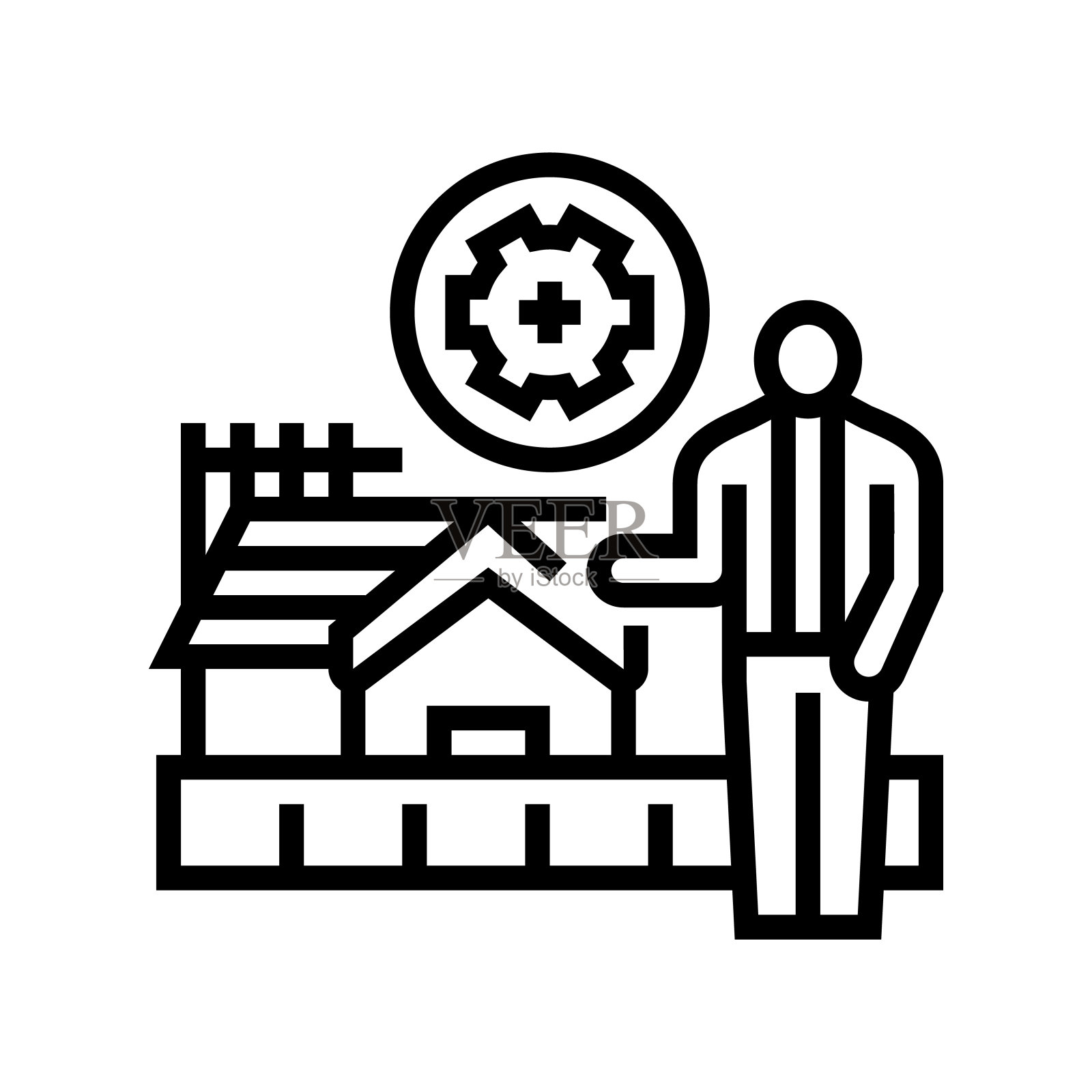 建筑管理室内设计线条图标矢量插图图标素材