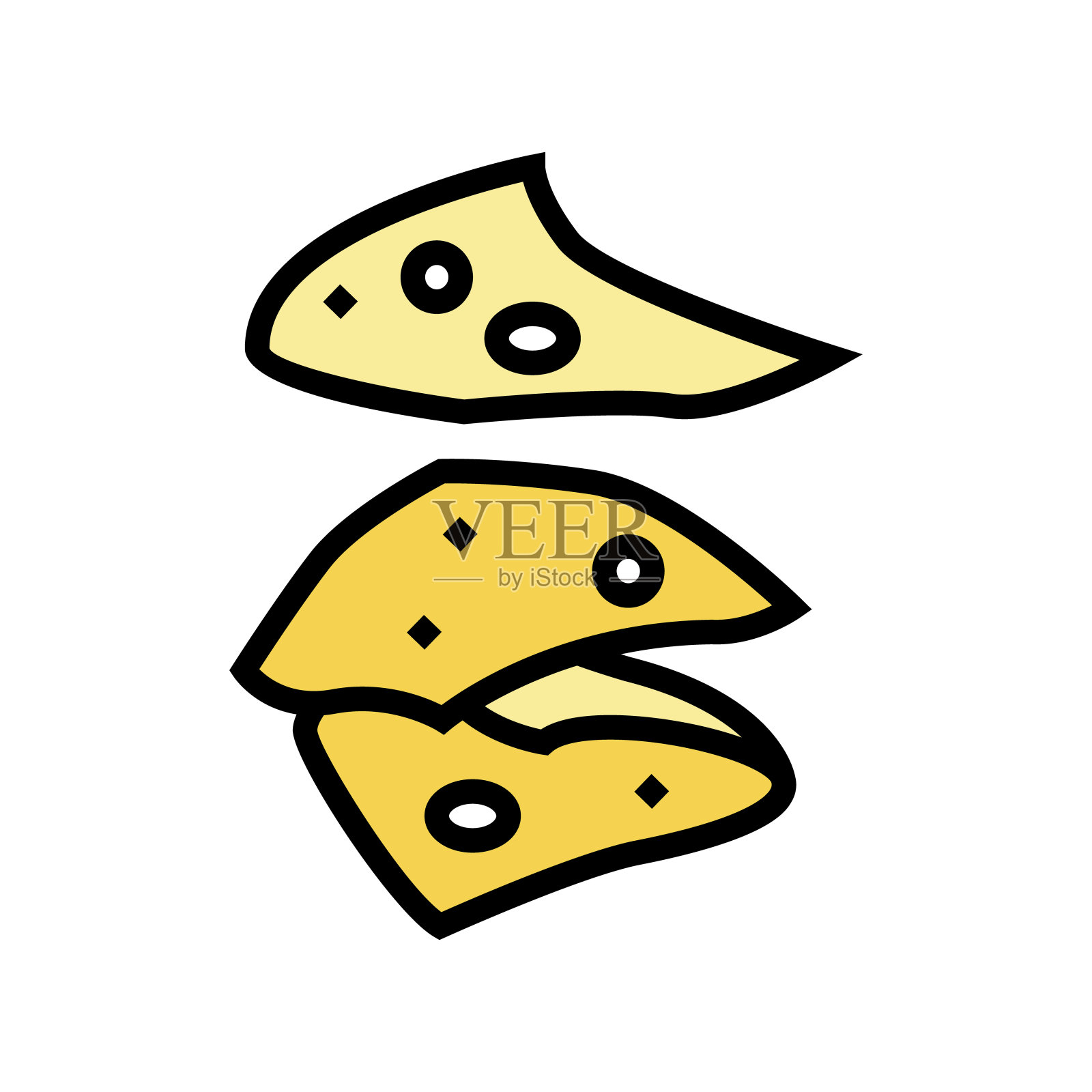 芝士切片食物切彩色图标矢量插图设计元素图片