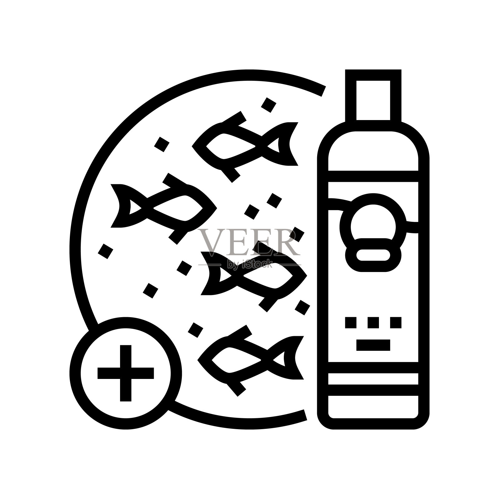 药物水族馆鱼线图标矢量插图图标素材