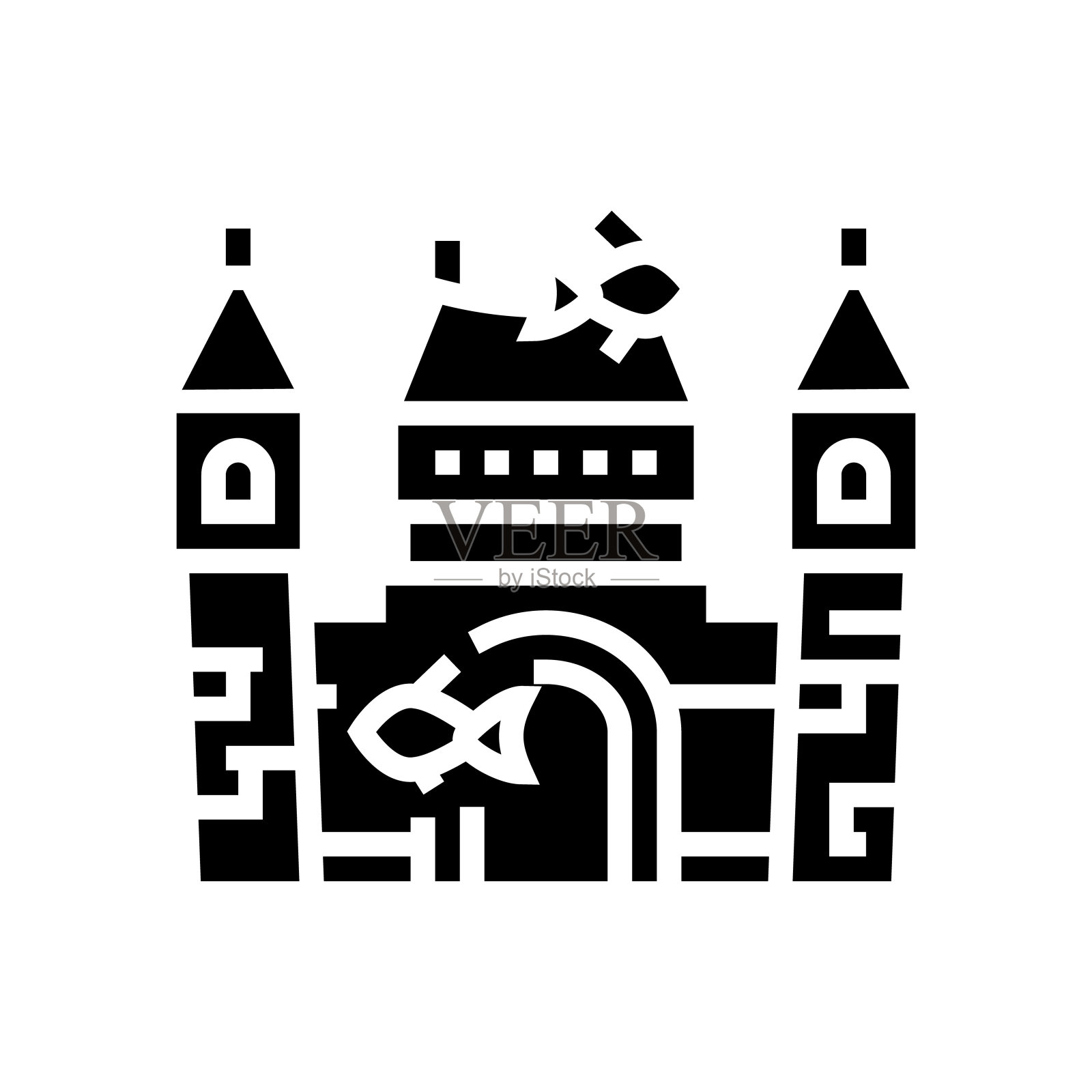 装饰水族馆鱼字形图标矢量插图插画图片素材