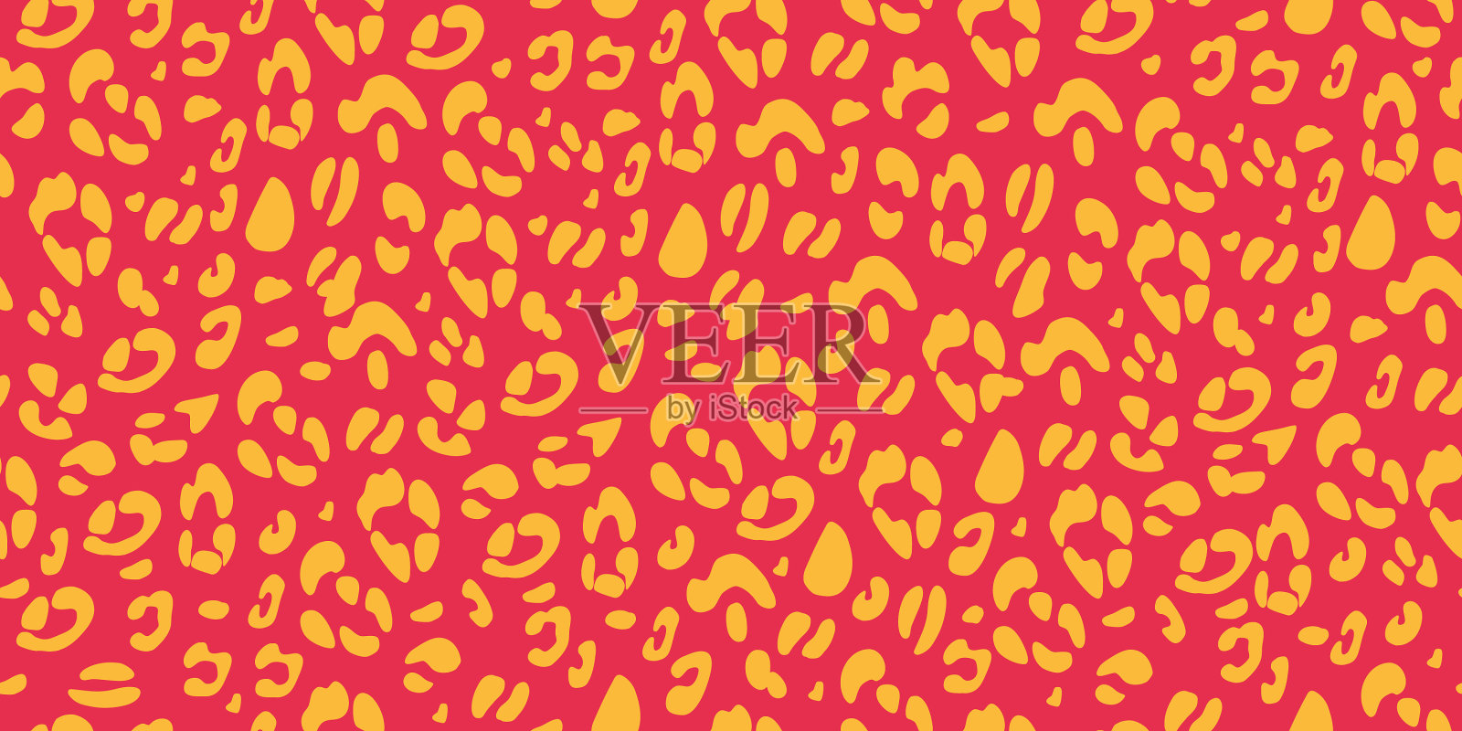 豹粉色和黄色无缝图案插画图片素材