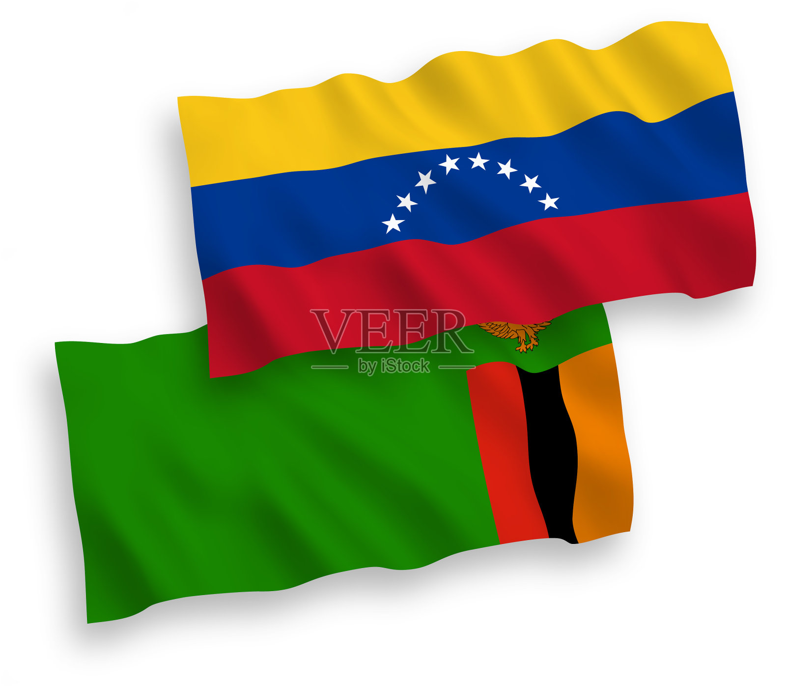国旗上有委内瑞拉和赞比亚共和国的国旗设计元素图片