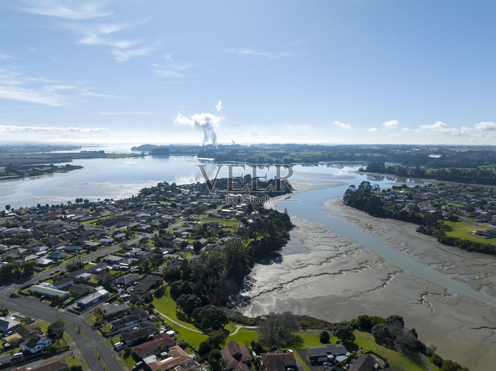 新西兰奥克兰郊区的鸟瞰图照片摄影图片