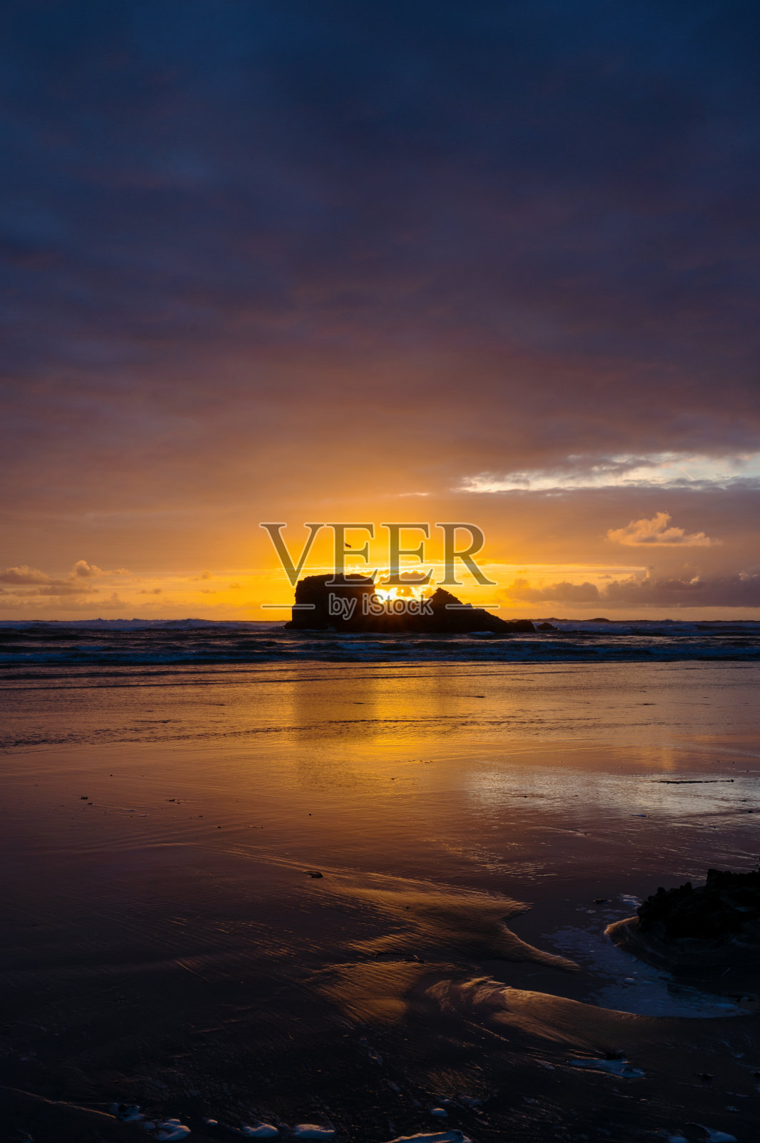 日落的Perranporth海滩照片摄影图片