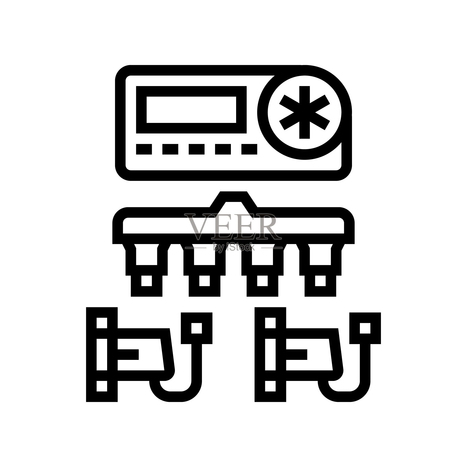 自动喷水系统直线图标矢量插图插画图片素材