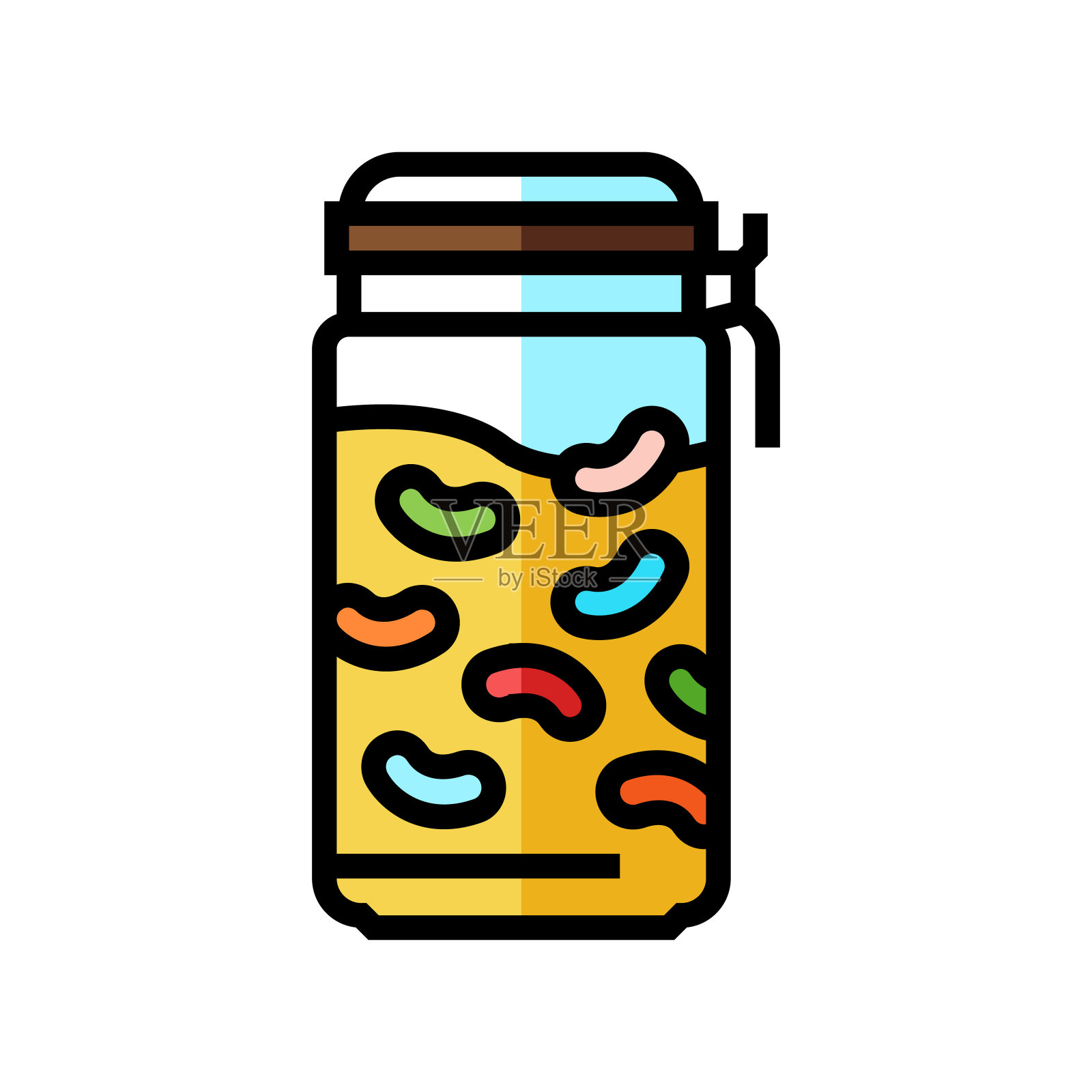 果冻罐糖果软糖彩色图标矢量插图插画图片素材