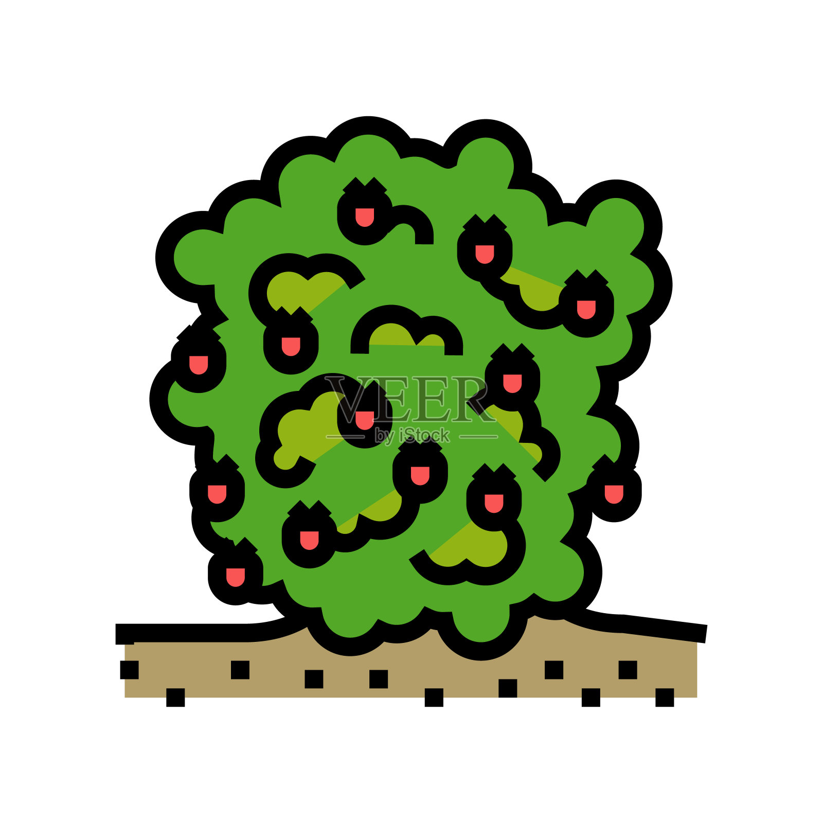 植物覆盆子水果颜色图标矢量插图插画图片素材