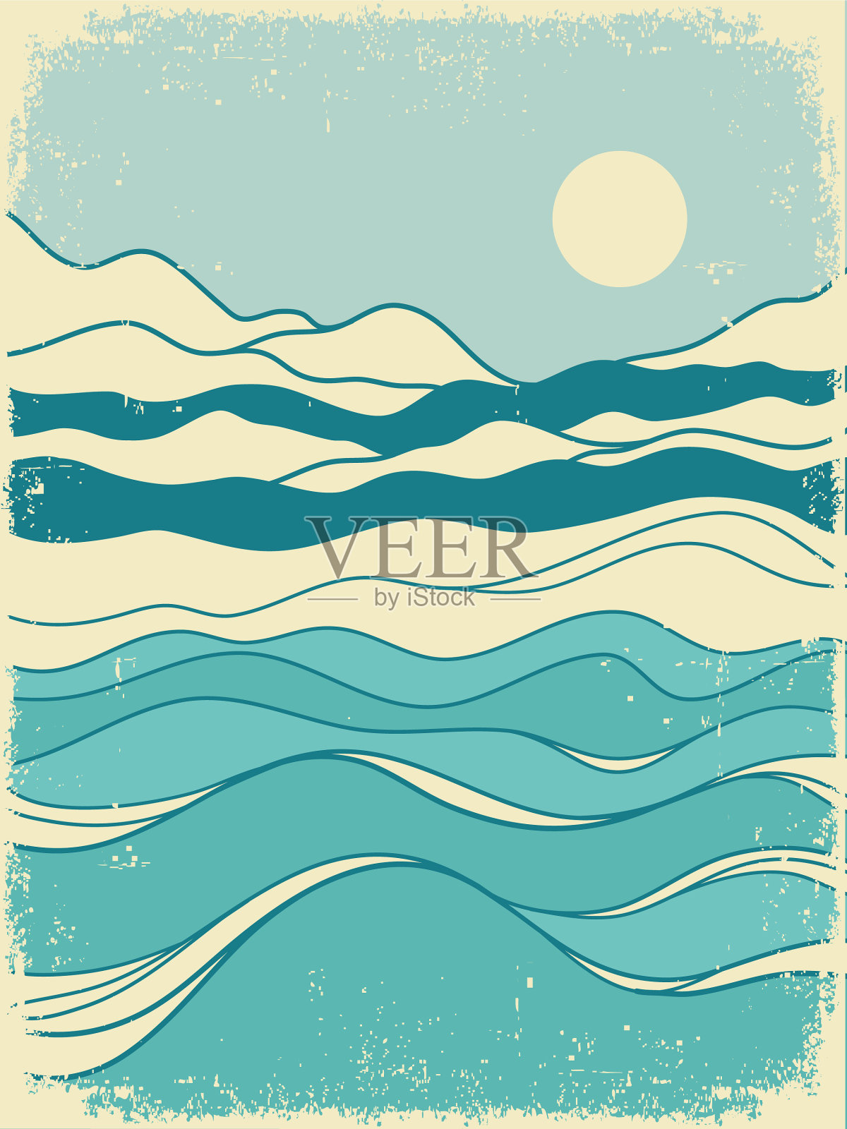 海浪自然景观抽象海报插画图片素材