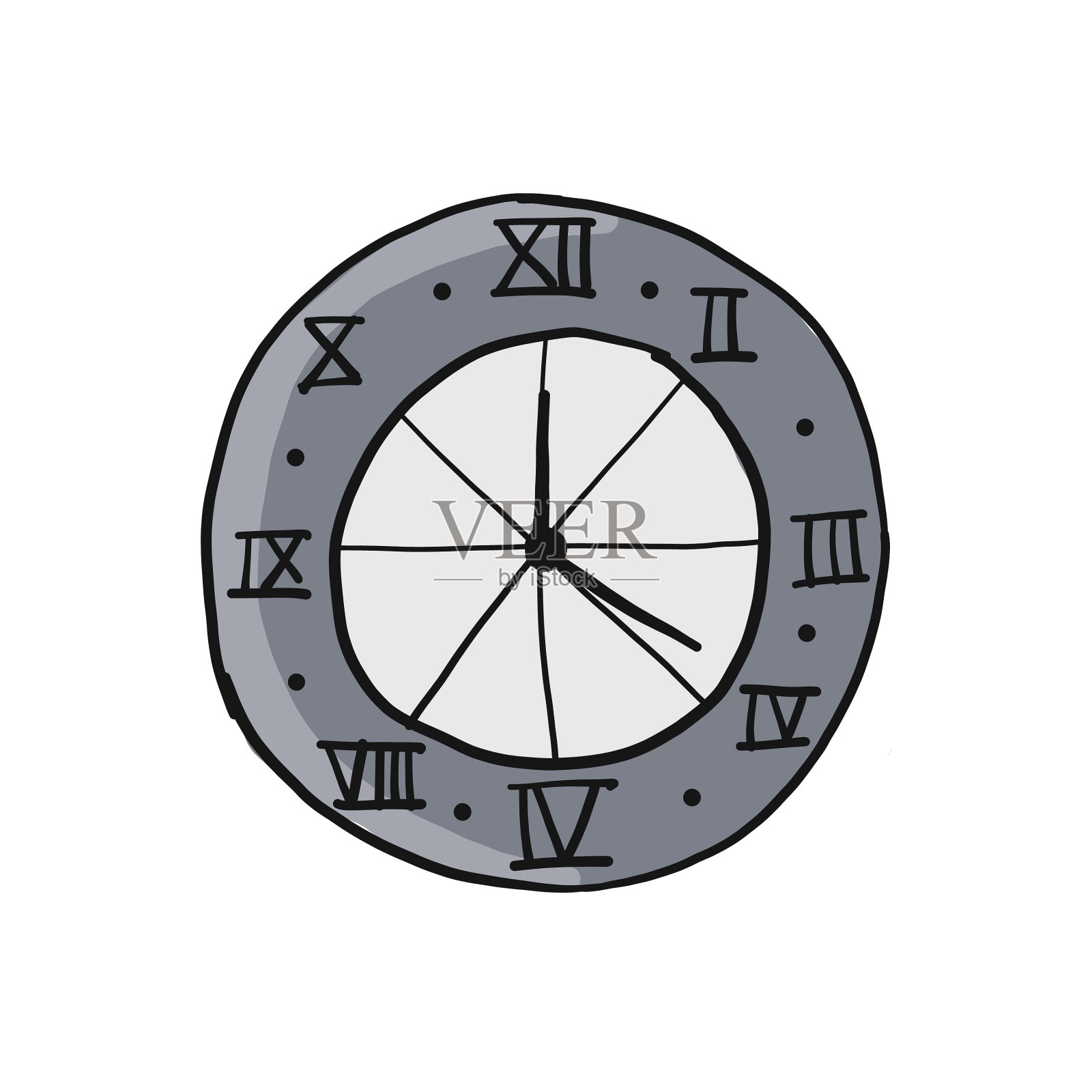 简单的时钟设计艺术图标孤立在白色设计元素图片