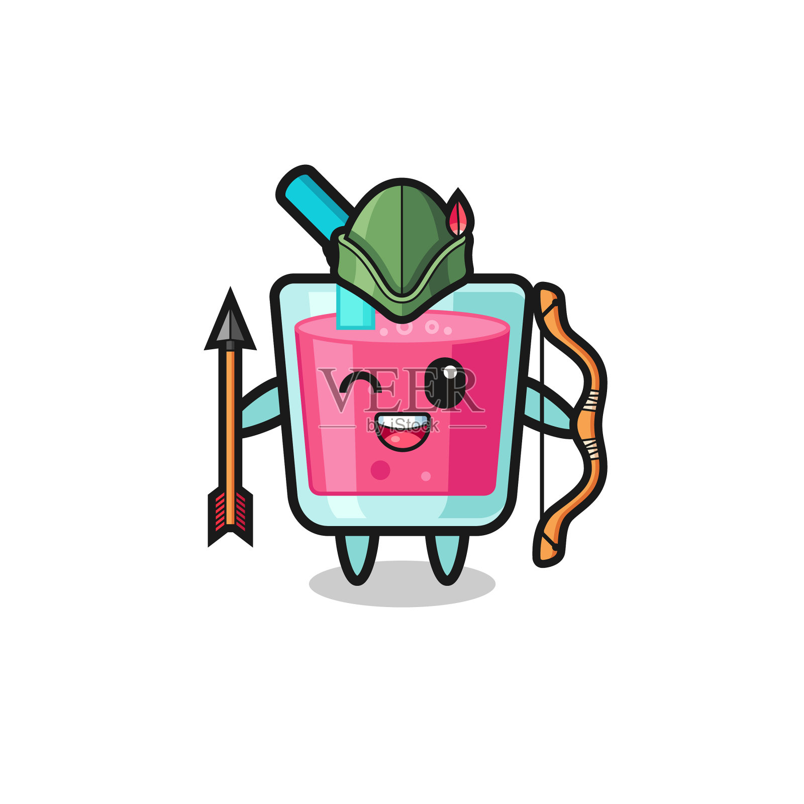 草莓汁卡通作为中世纪射手的吉祥物设计元素图片