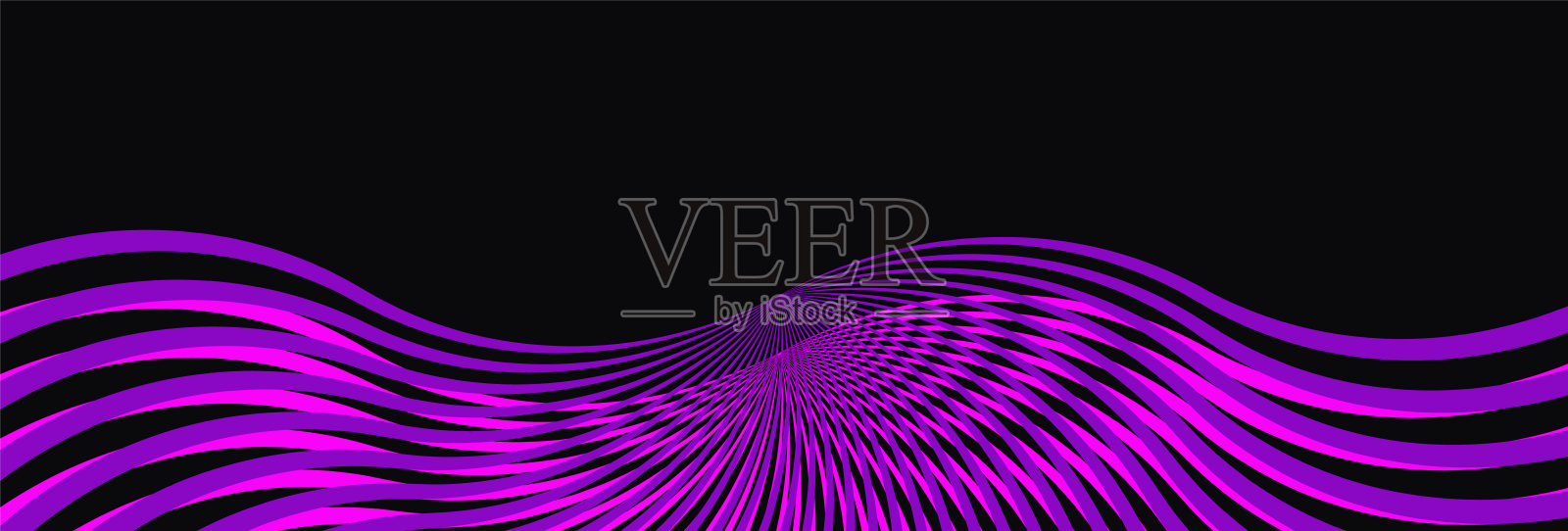 抽象现代黑色背景与紫色粉红色波浪线。豪华长背景。几何艺术数字屏幕。海报,横幅。未来的墙纸。展示卡片。副本的空间。封面设计。广告插画图片素材