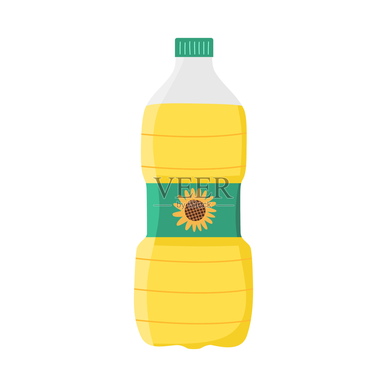 葵花油瓶在平面设计的白色背景。插画图片素材