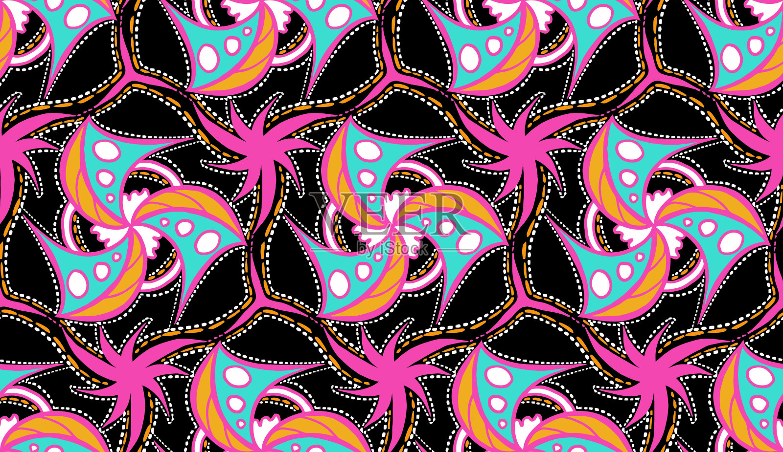 无缝图案与幻想的花朵插画图片素材