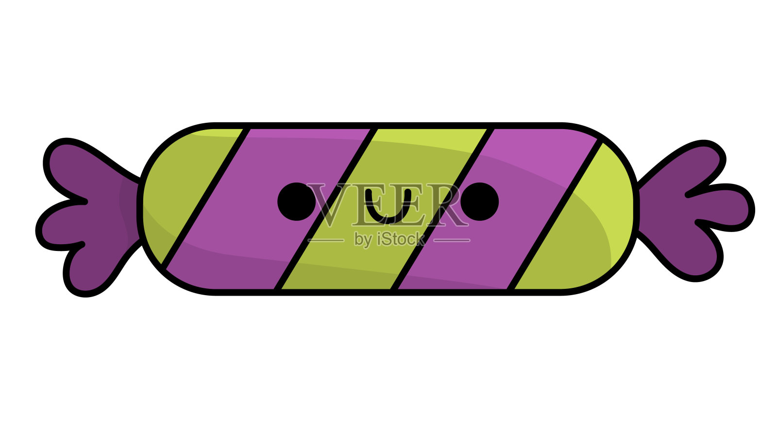 矢量卡哇伊糖果，为孩子们设计的万圣节卡通形象，不给糖就捣蛋游戏的秋季糖果甜点，儿童萨姆哈因节派对图标设计元素图片