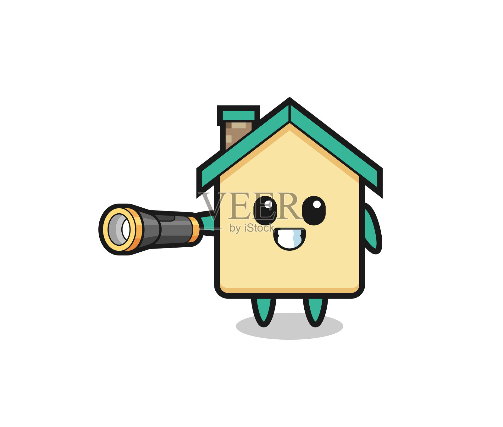 吉祥物手拿手电筒设计元素图片