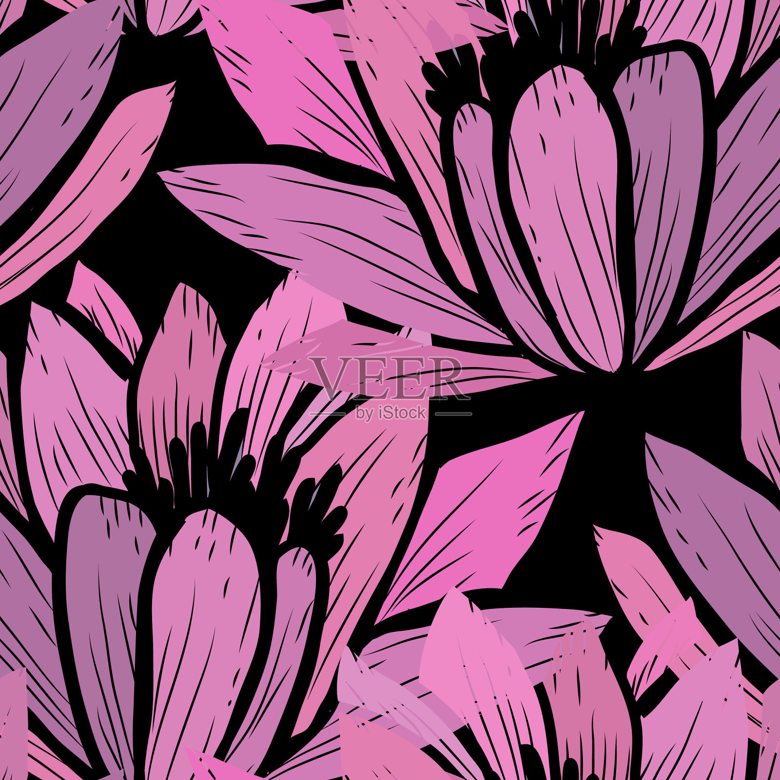 花卉无缝模式插画图片素材