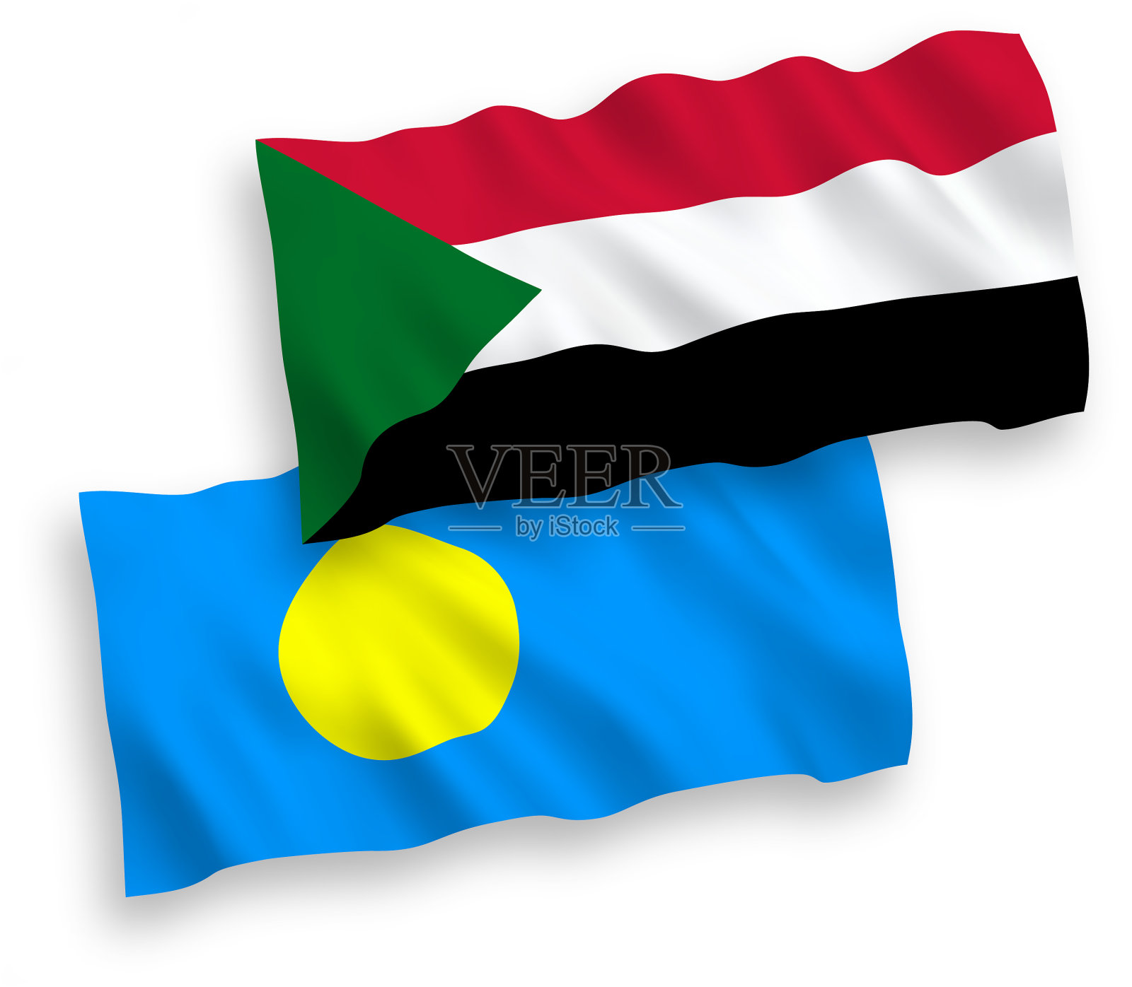 白底的帕劳和苏丹国旗设计元素图片