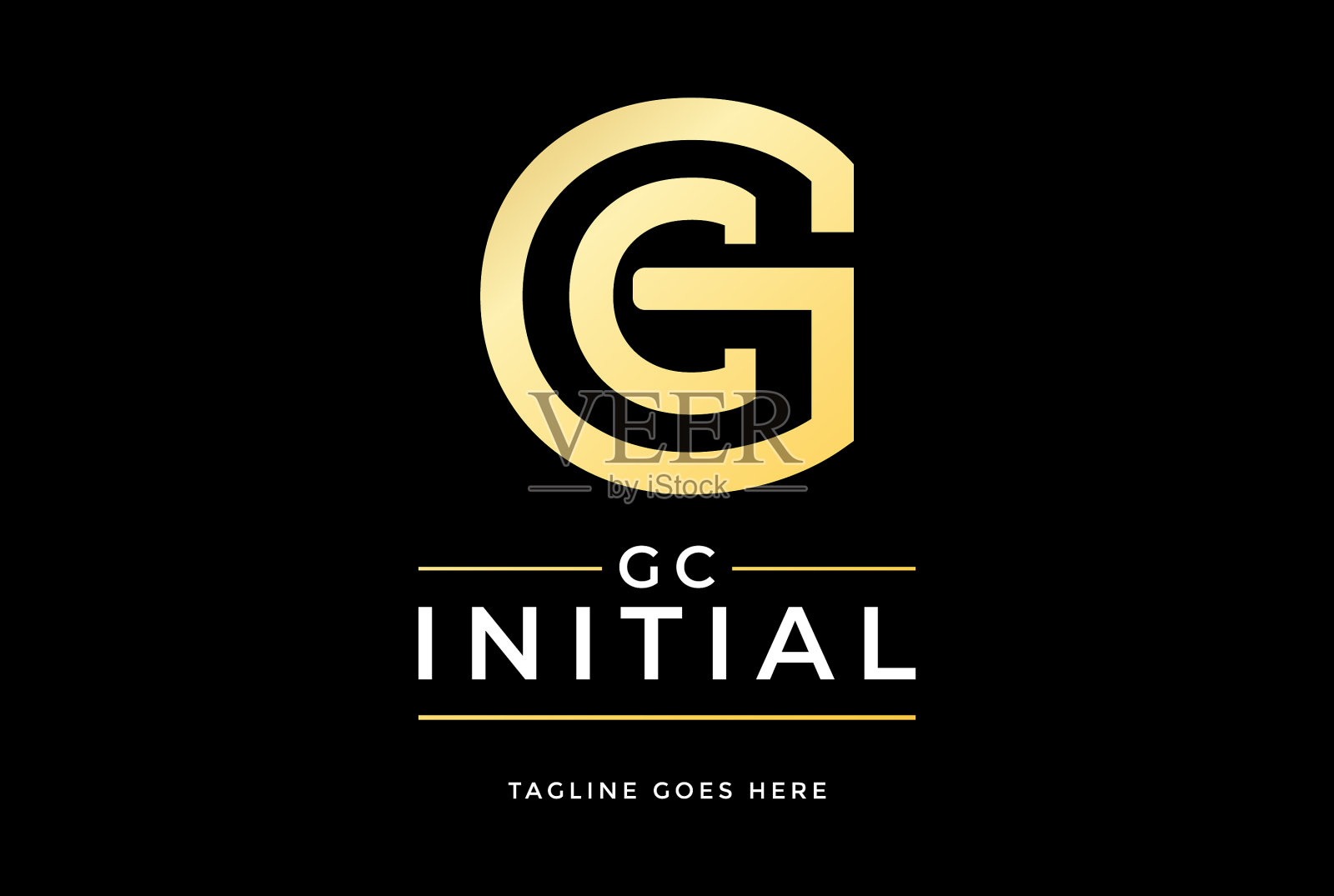 金色豪华首字母gc CG logo设计插画图片素材