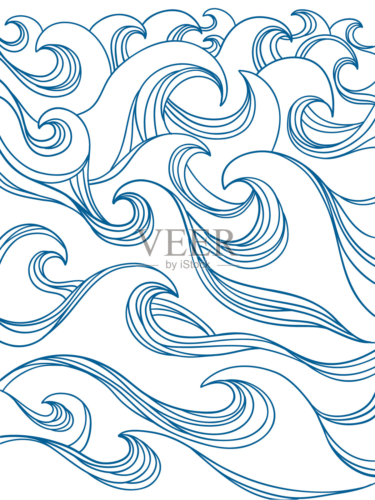 海浪勾勒出印刷的图形背景插画图片素材