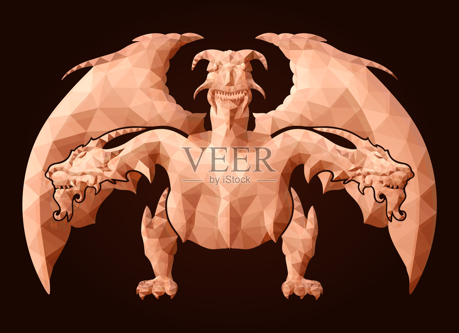 低聚艺术与三头龙插画图片素材