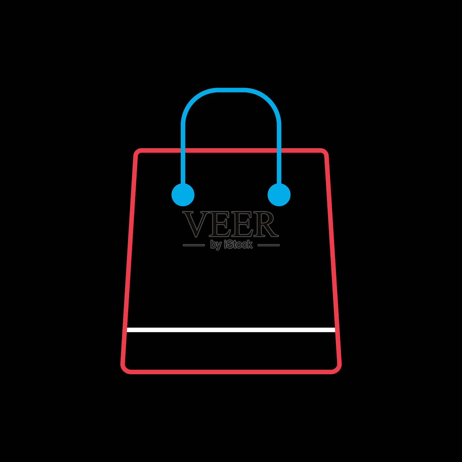 购物袋图标孤立在黑色插画图片素材