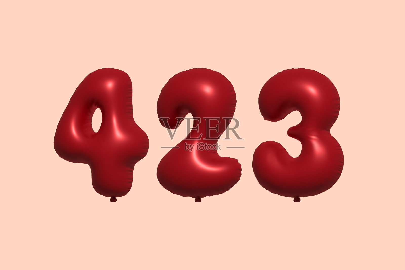 423 3d数字气球制成逼真的金属插画图片素材
