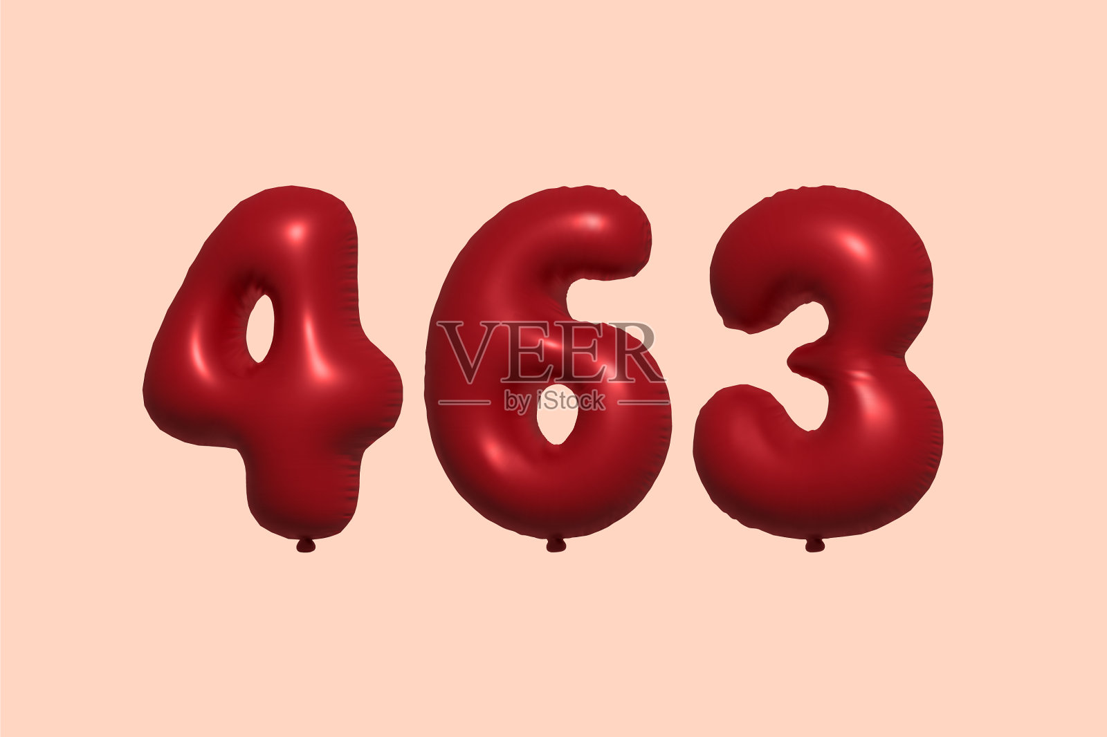 463 3d数字气球制成逼真的金属插画图片素材