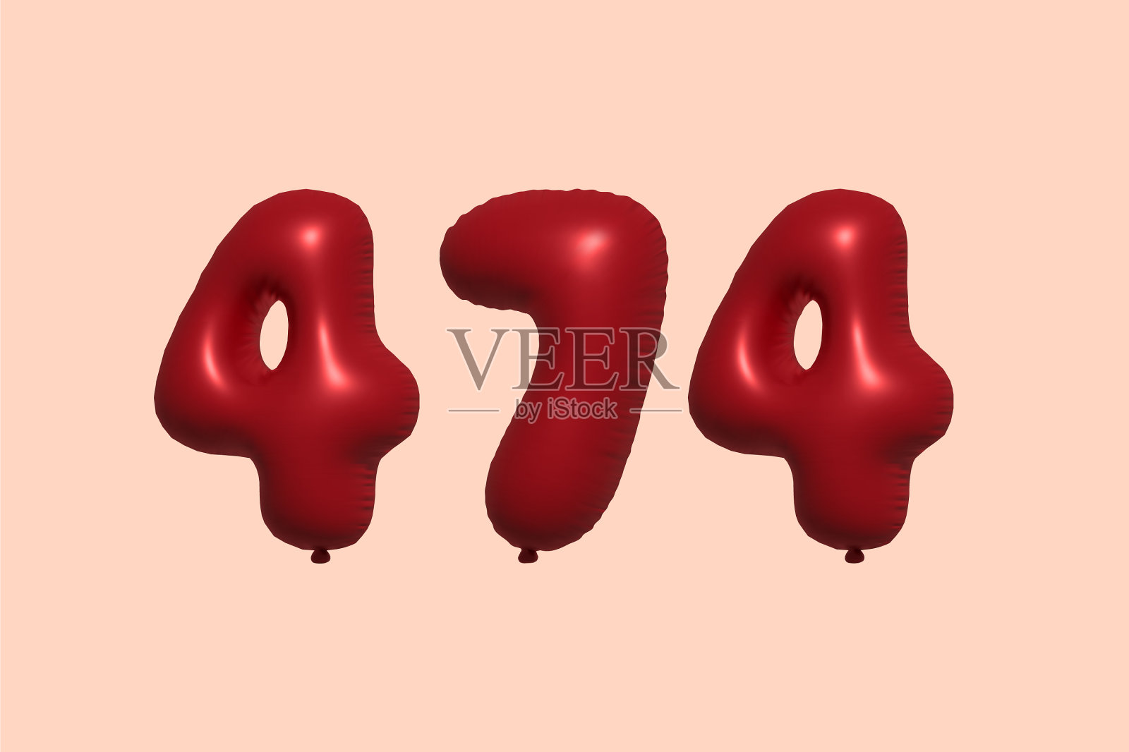 474 3d数字气球制成逼真的金属插画图片素材