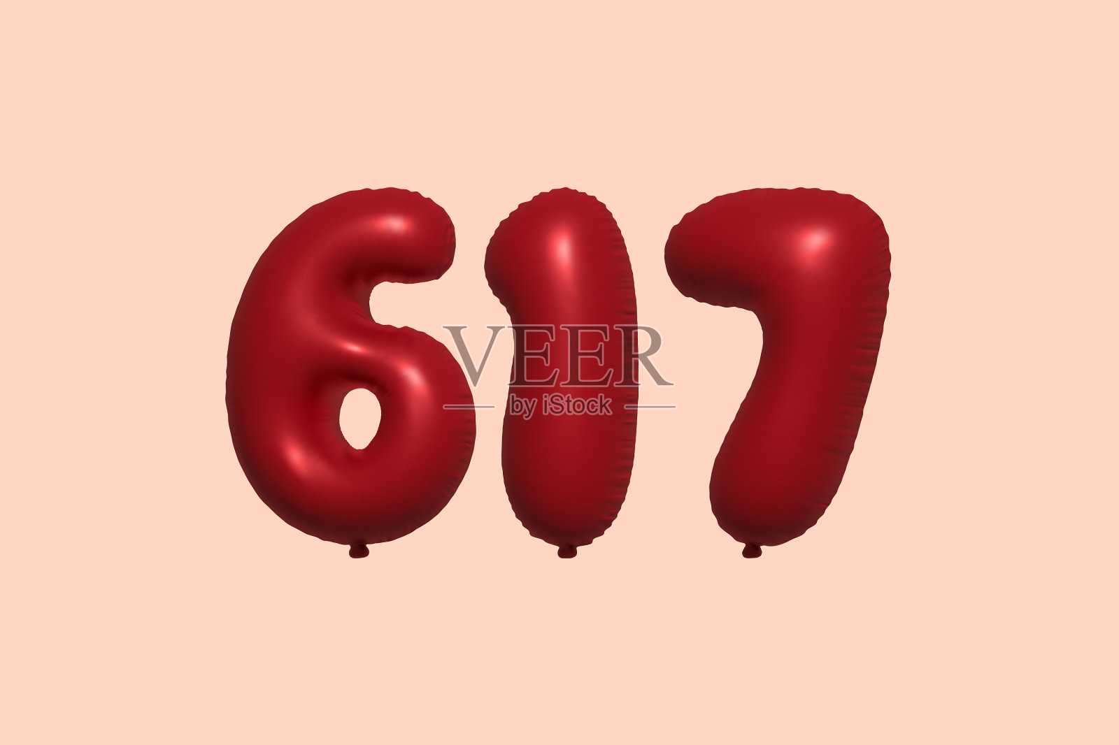617个3d数字气球由逼真的金属制成插画图片素材