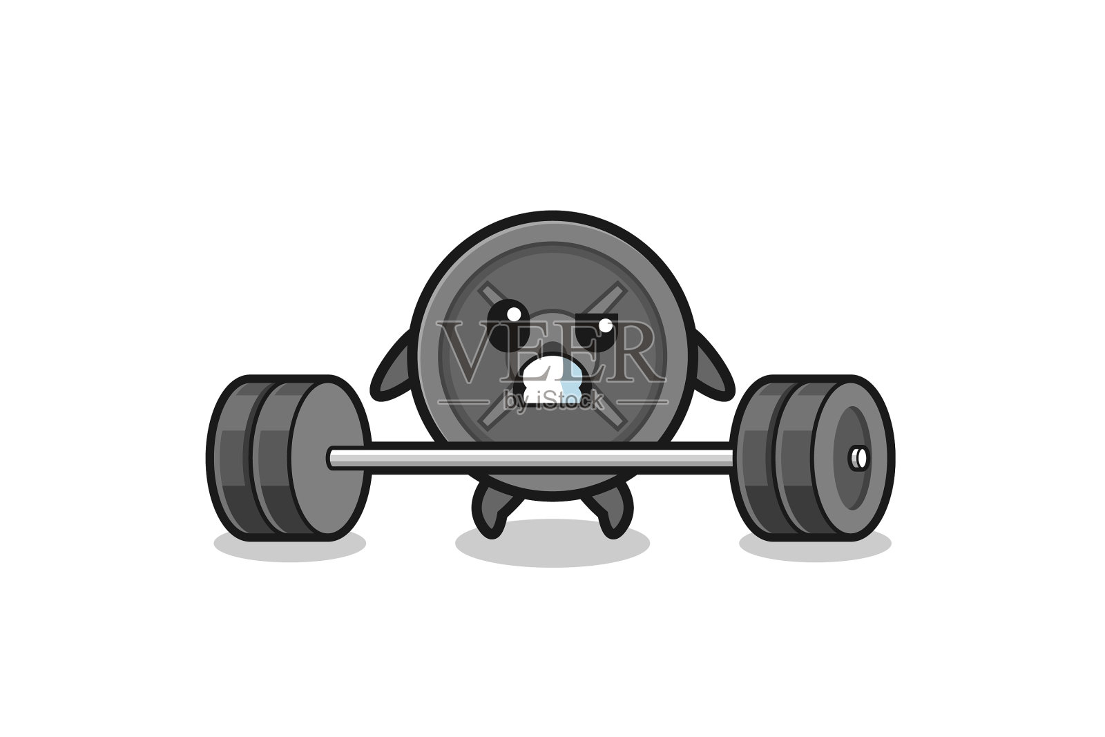 杠铃板举杠铃的卡通设计元素图片