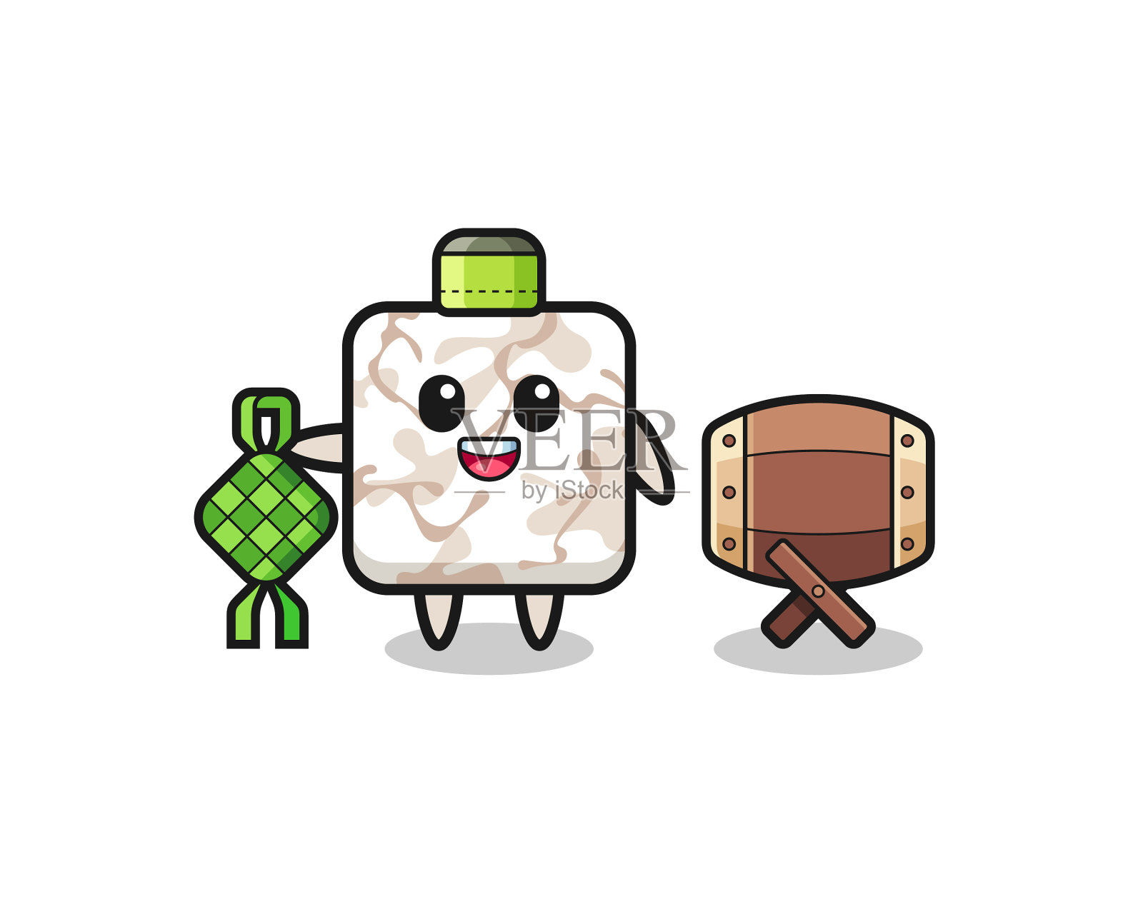 瓷砖穆斯林人物正在庆祝开斋节设计元素图片