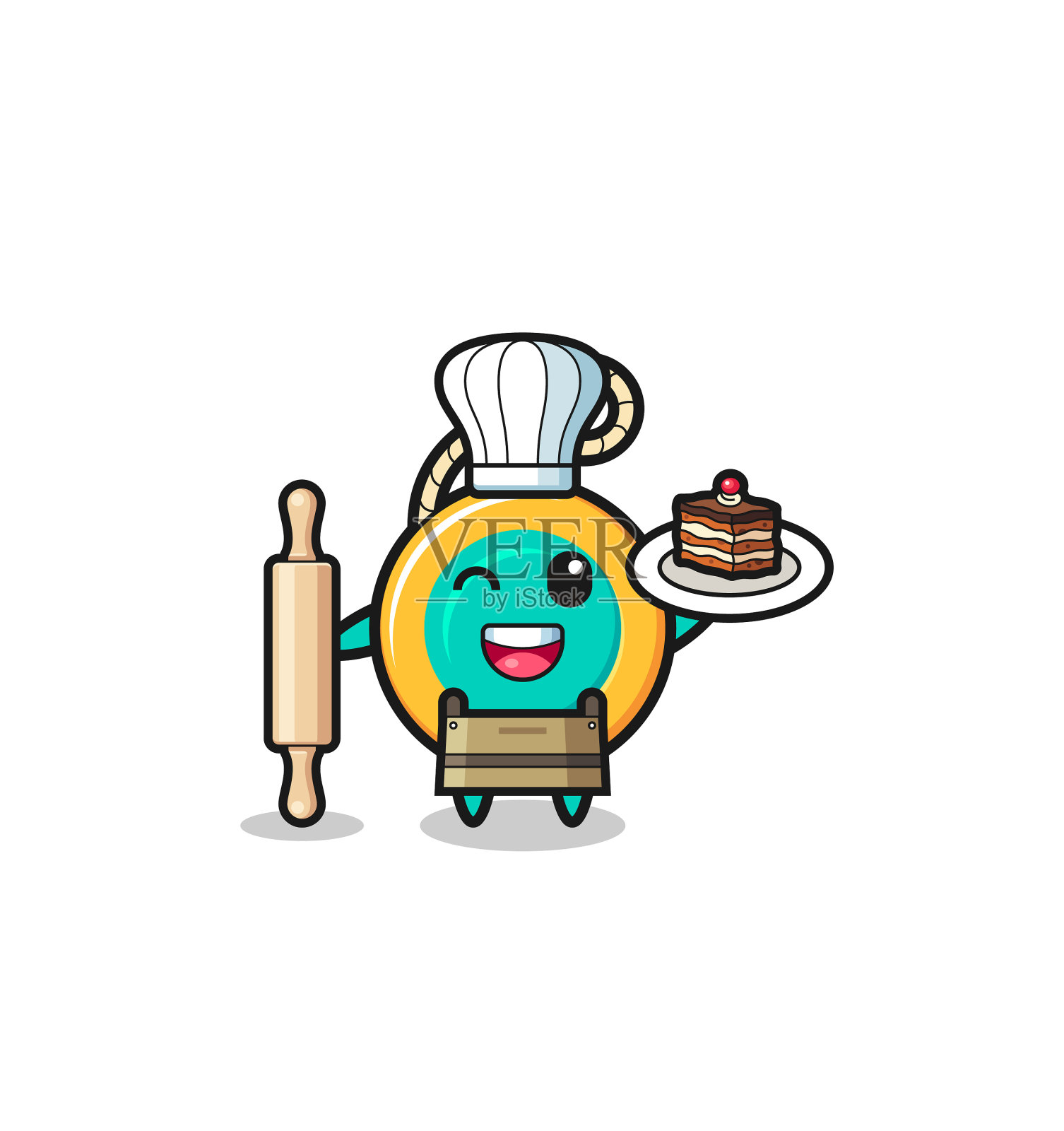 悠悠作为糕点师吉祥物捧擀面杖设计元素图片