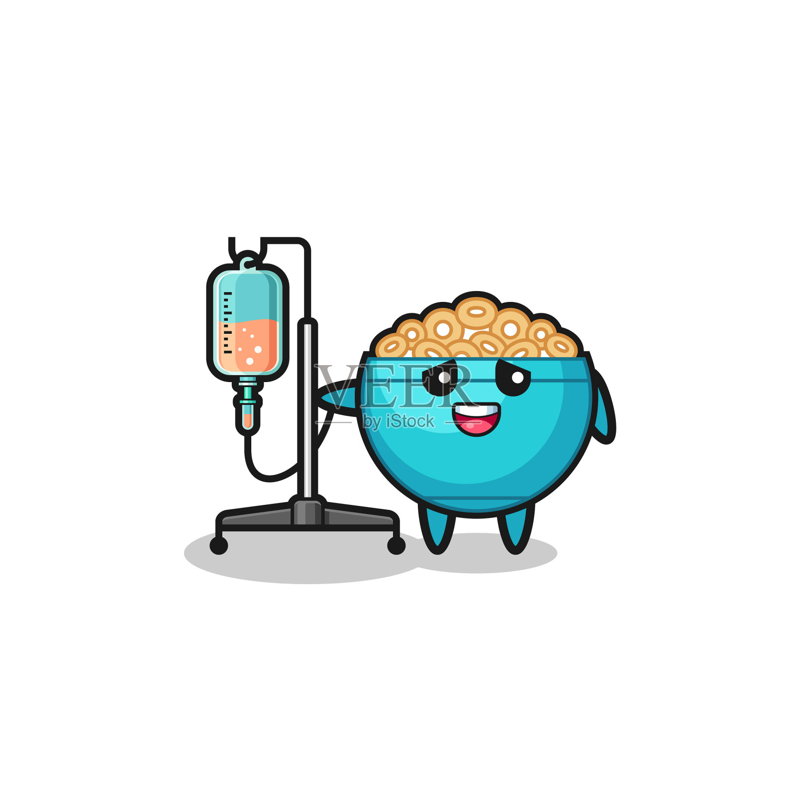 可爱的麦片碗人物站在输液设计元素图片