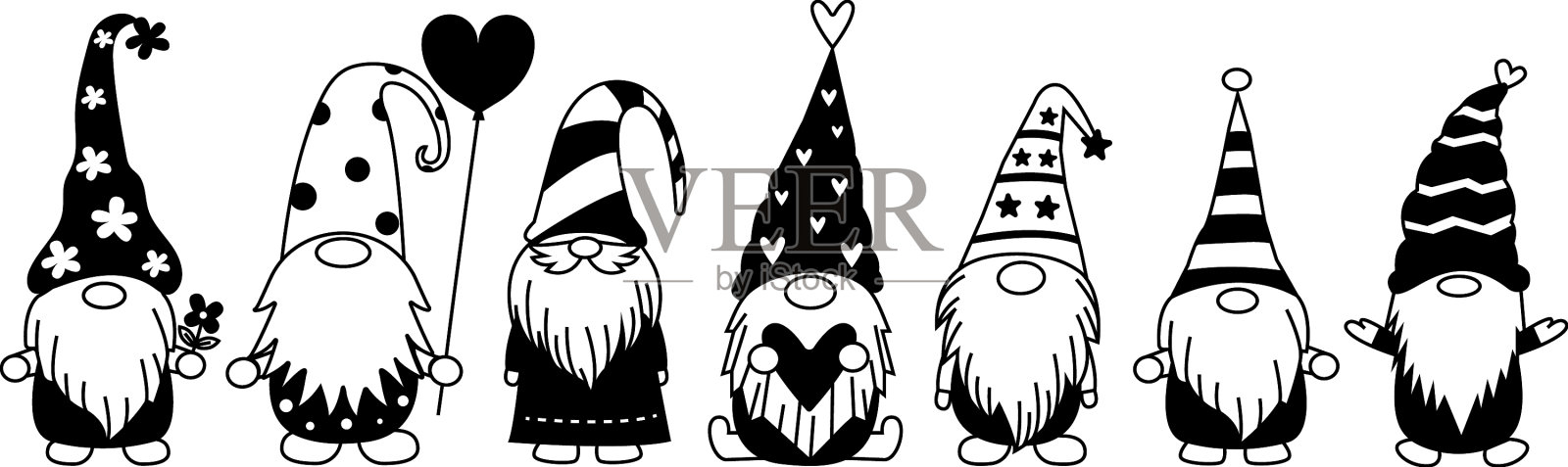 可爱的侏儒捧着一颗心为情人节插画图片素材