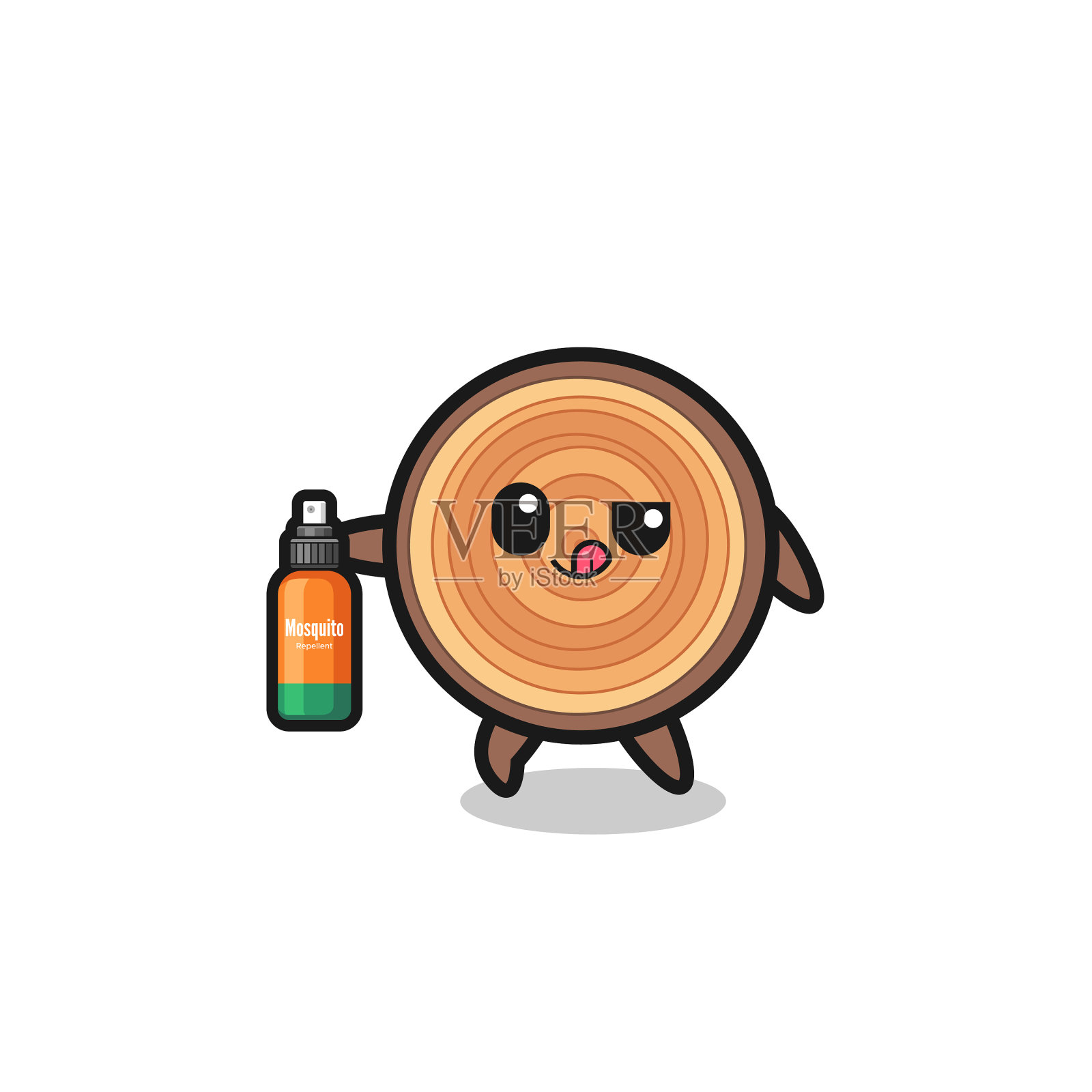 可爱的木纹装驱蚊剂插画图片素材