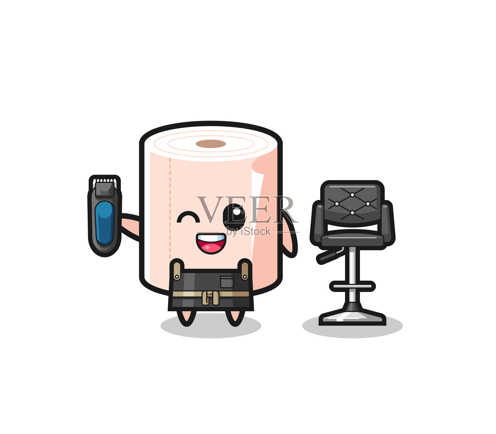 纸巾卷理发店有三聚体设计元素图片