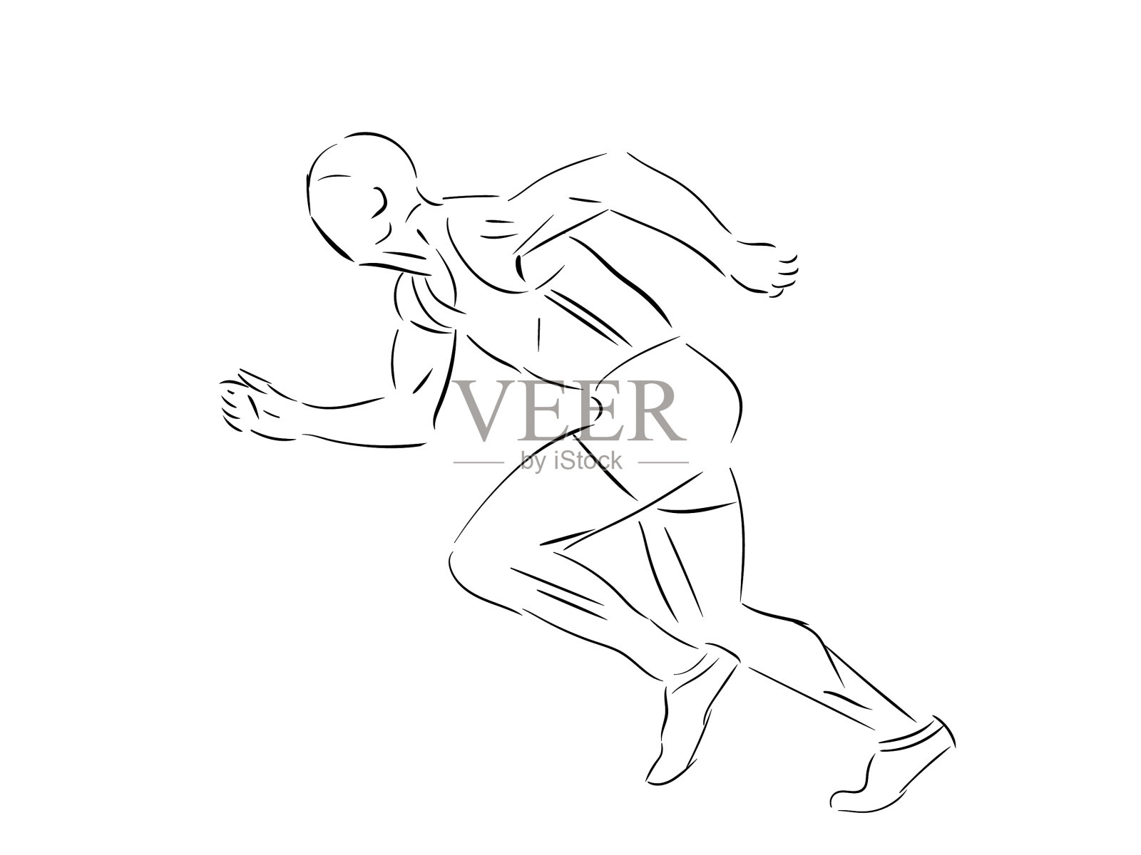 跑步运动员手绘素描设计元素图片