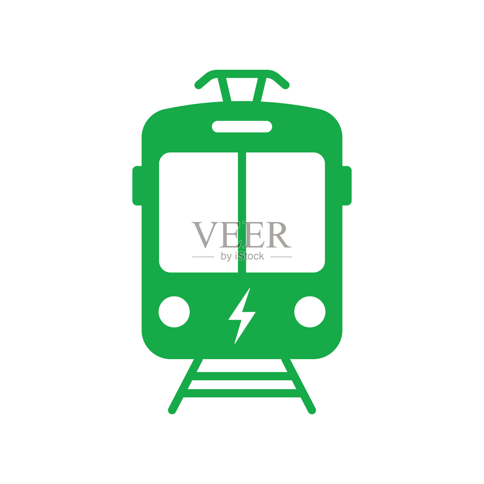 电车剪影绿色图标停站设计元素图片