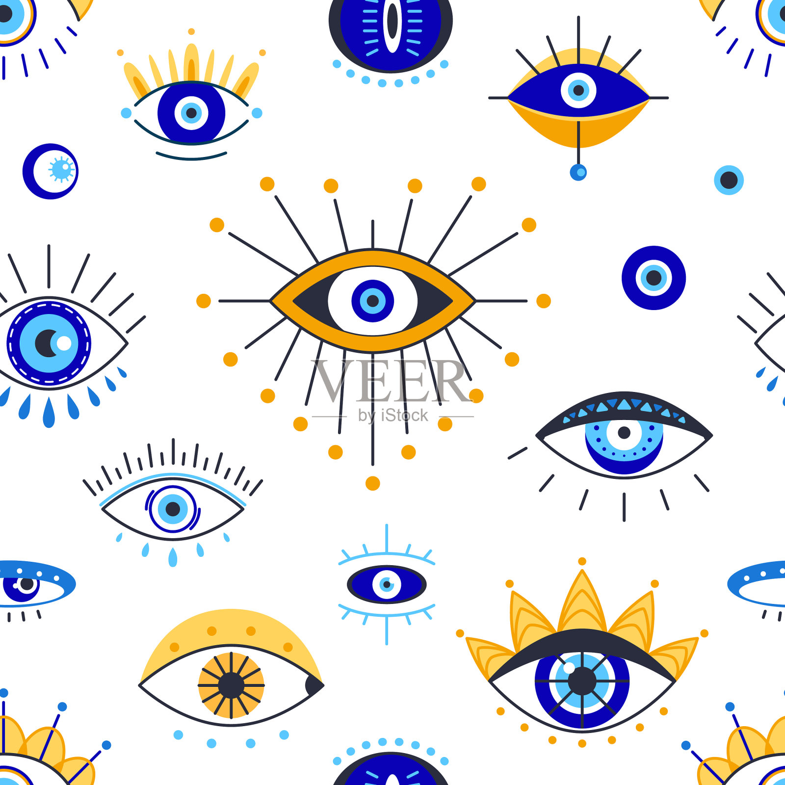 隐眼无缝图案邪眼装饰插画图片素材