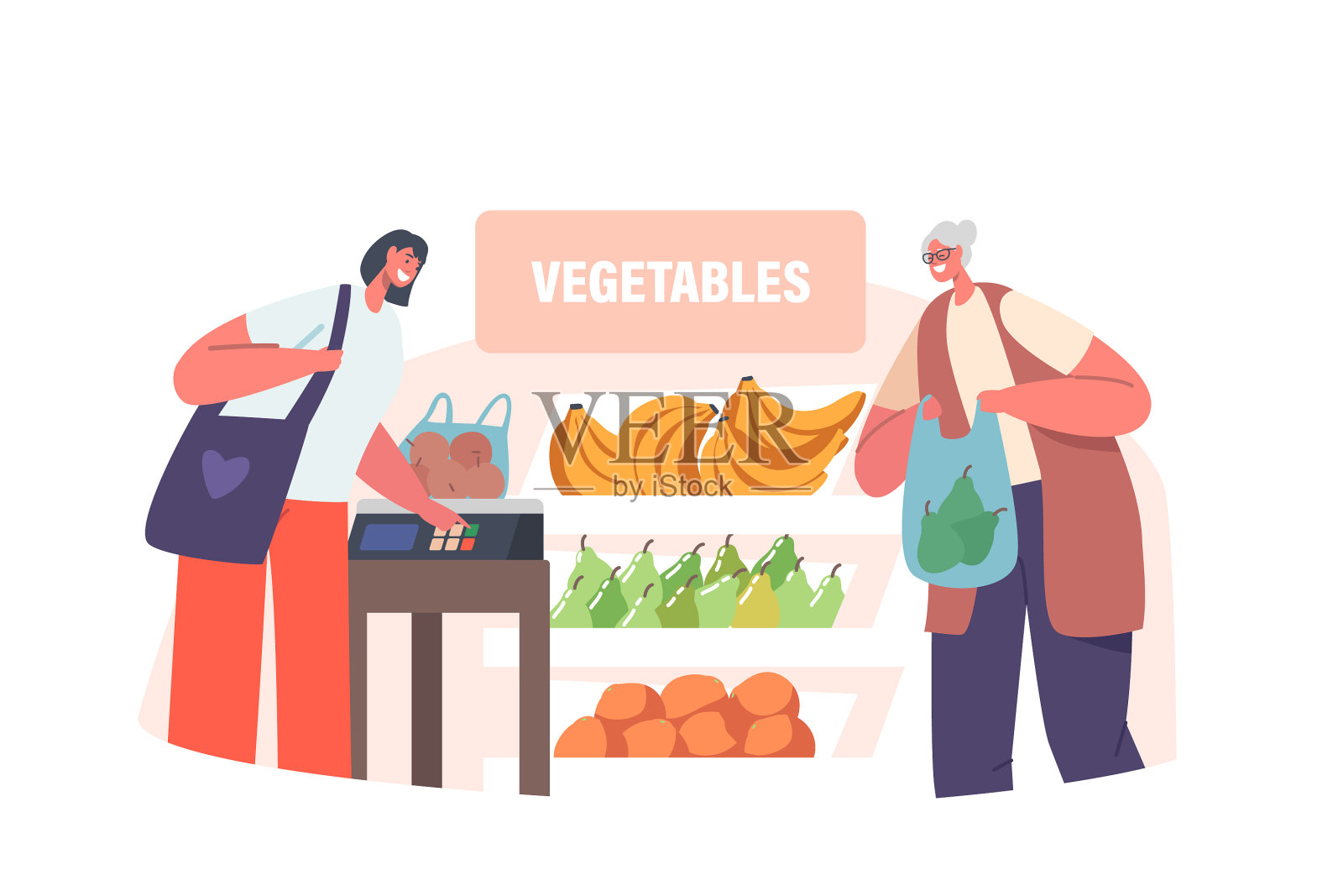 快乐的高级妇女与购物袋站在设计元素图片