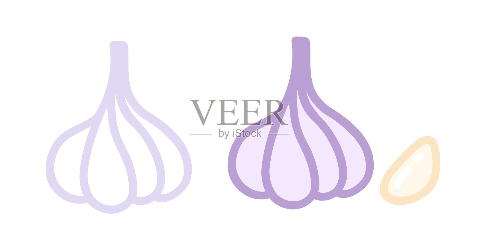 设置大蒜手绘的大蒜图标设计元素图片