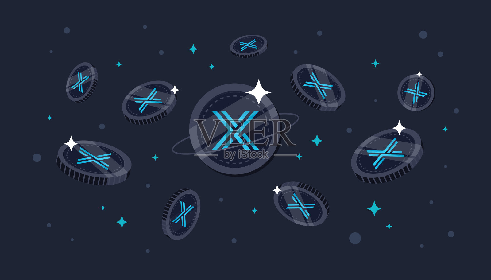 不可变的硬币从天上掉下来插画图片素材