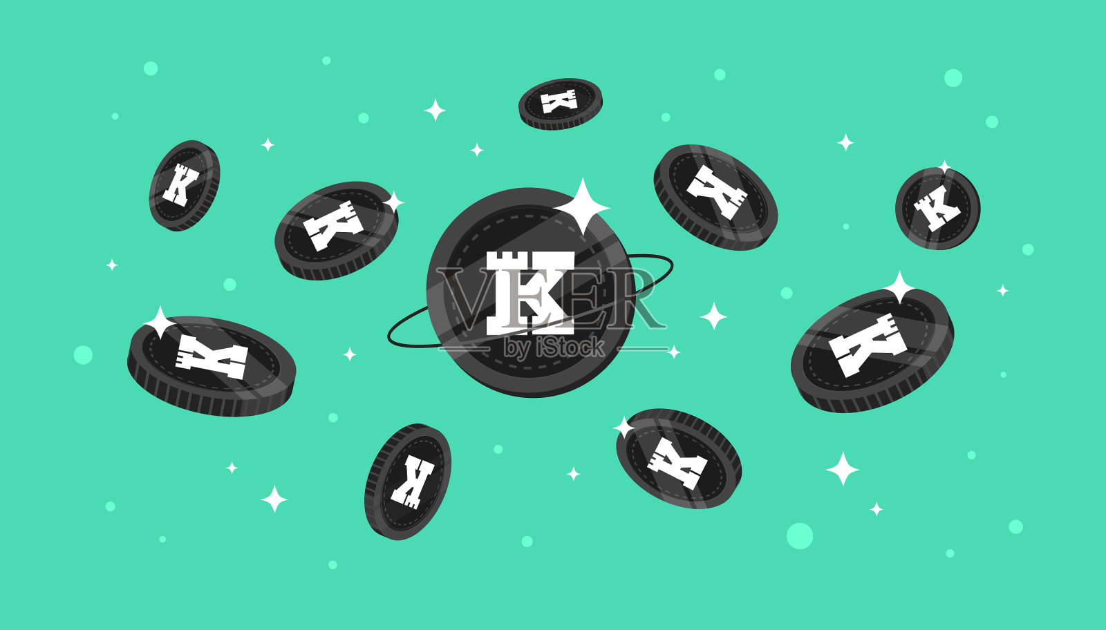守网守币从天而降守插画图片素材