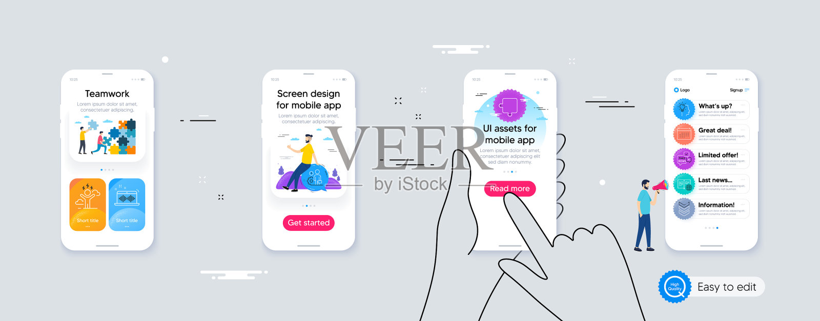 一套谜假新闻和员工线图标插画图片素材