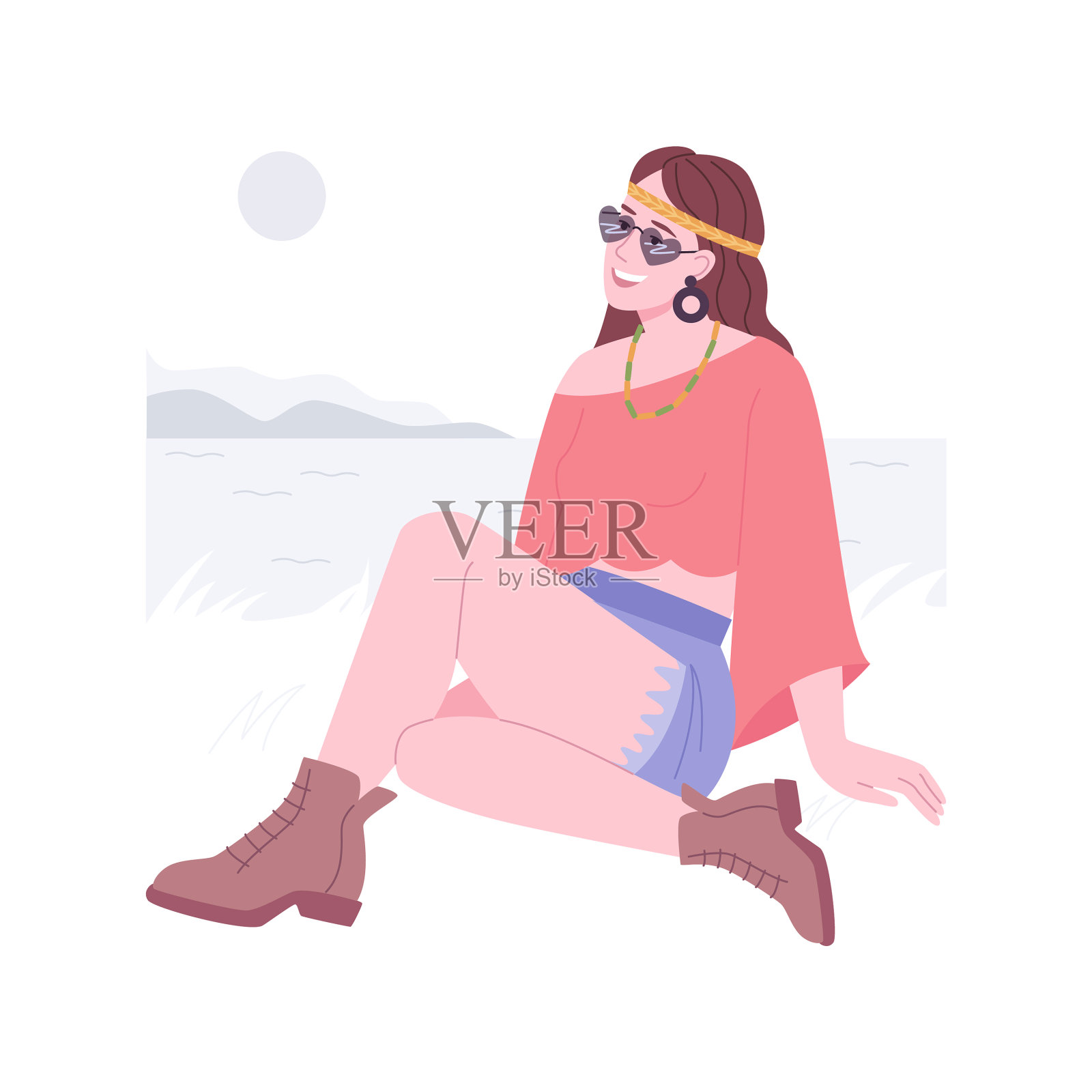 波西米亚风格的孤立卡通设计元素图片