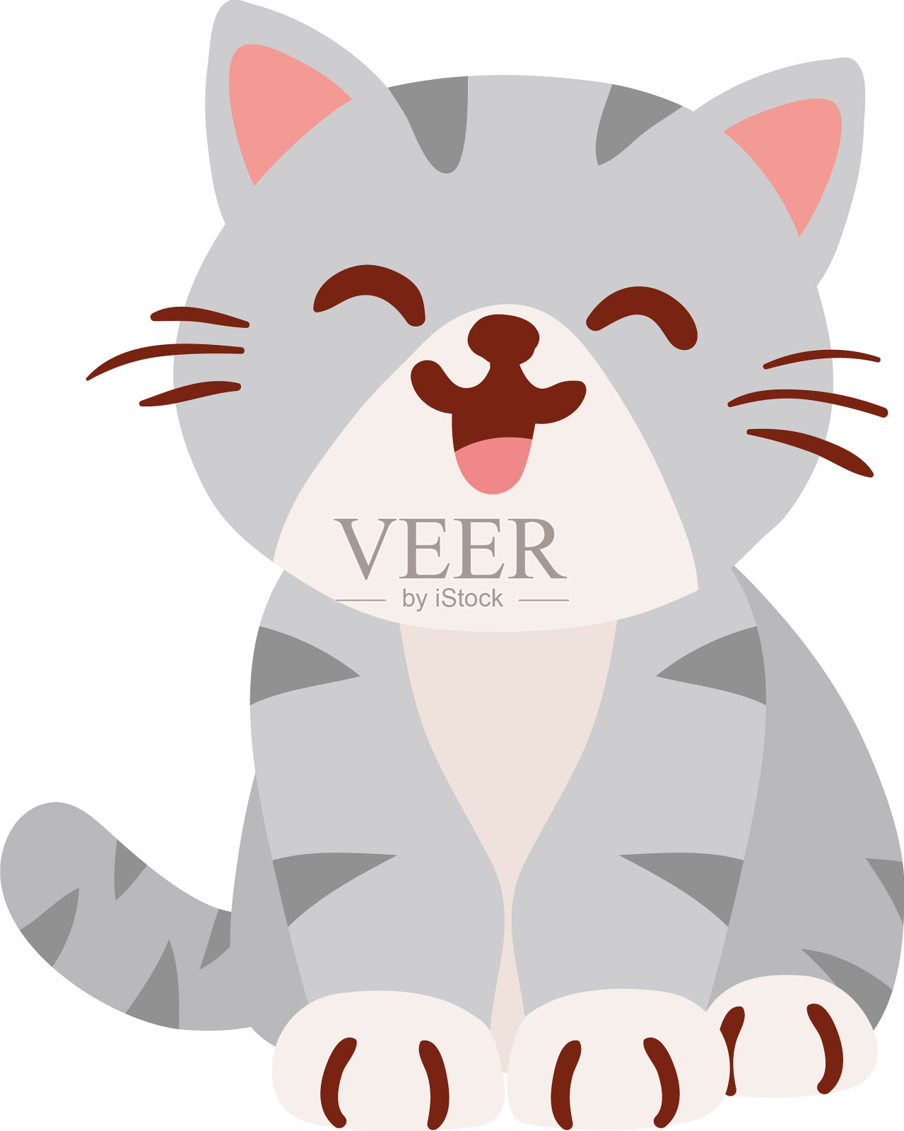 灰色的可爱的猫设计元素图片