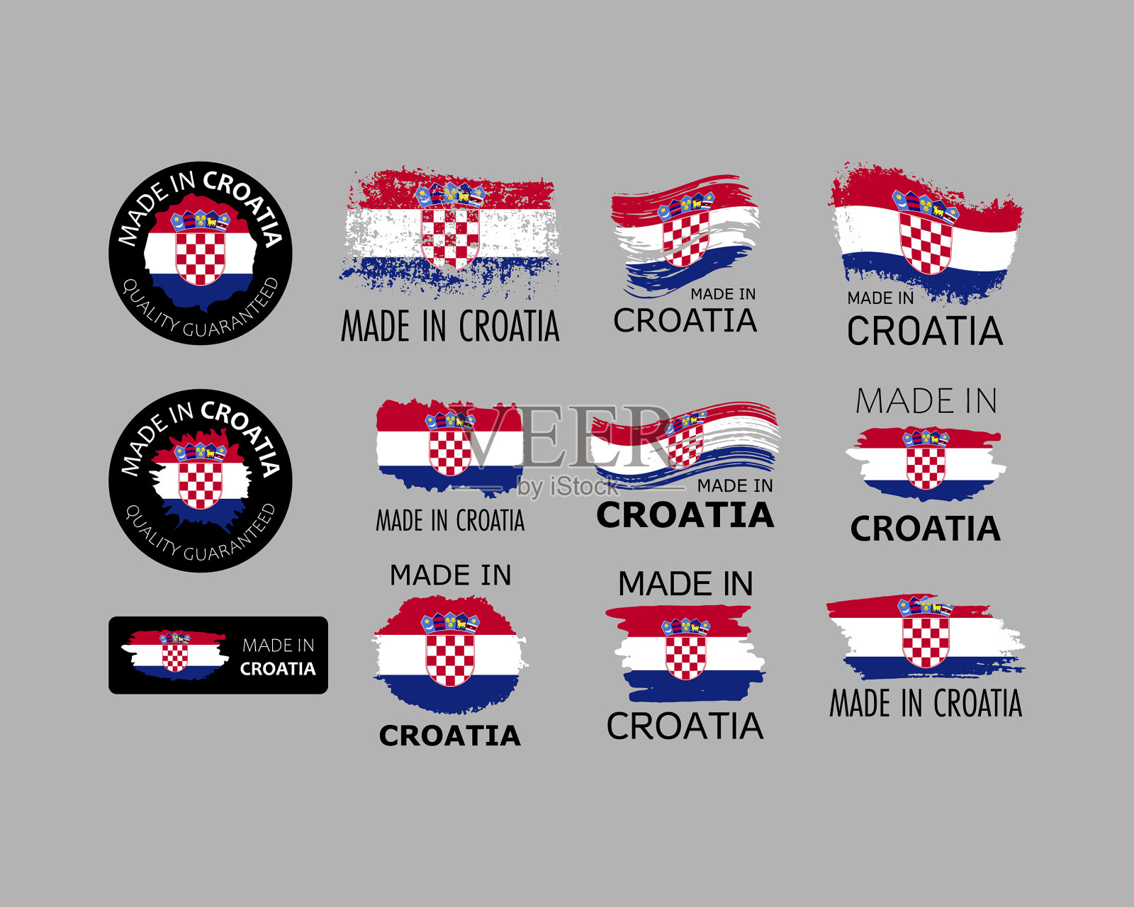 克罗地亚制造的一套贴纸插画图片素材