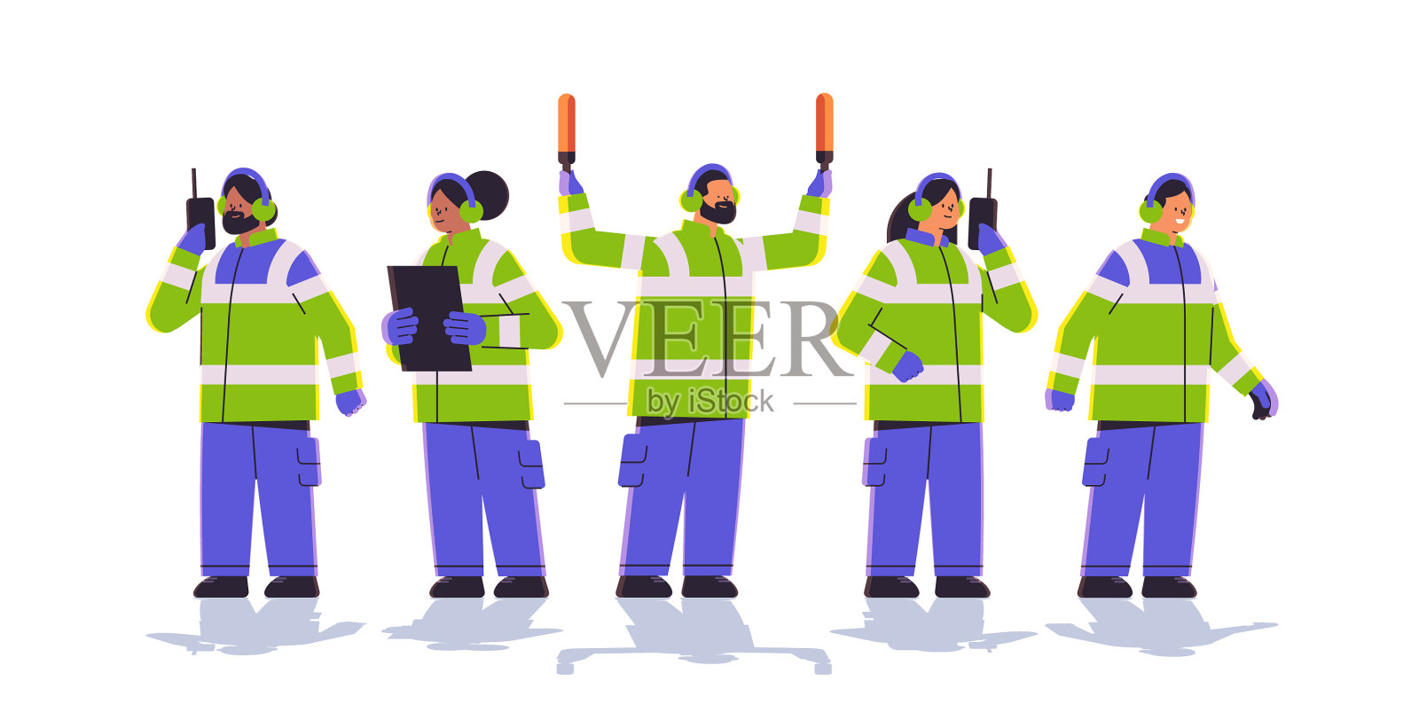 航空marshallers督导队伍的制服设计元素图片