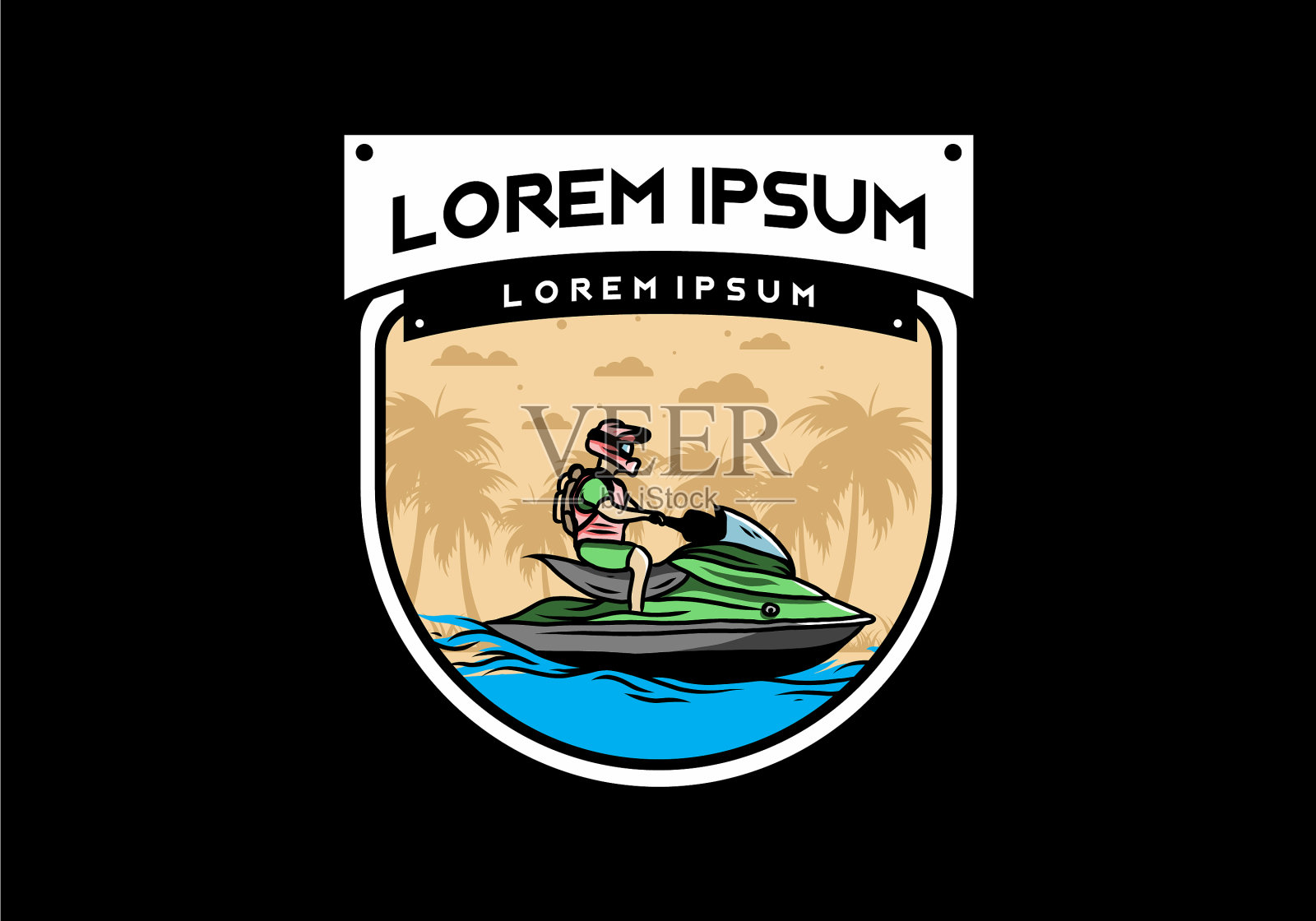 沙滩上的喷气天空运动插画图片素材