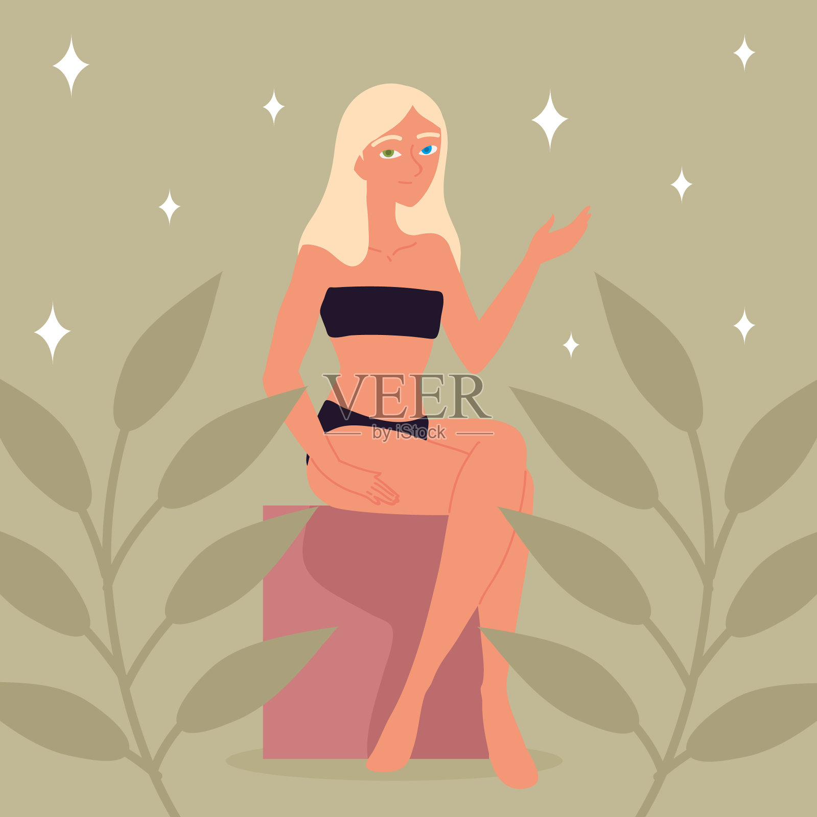 女人不同的眼睛颜色插画图片素材